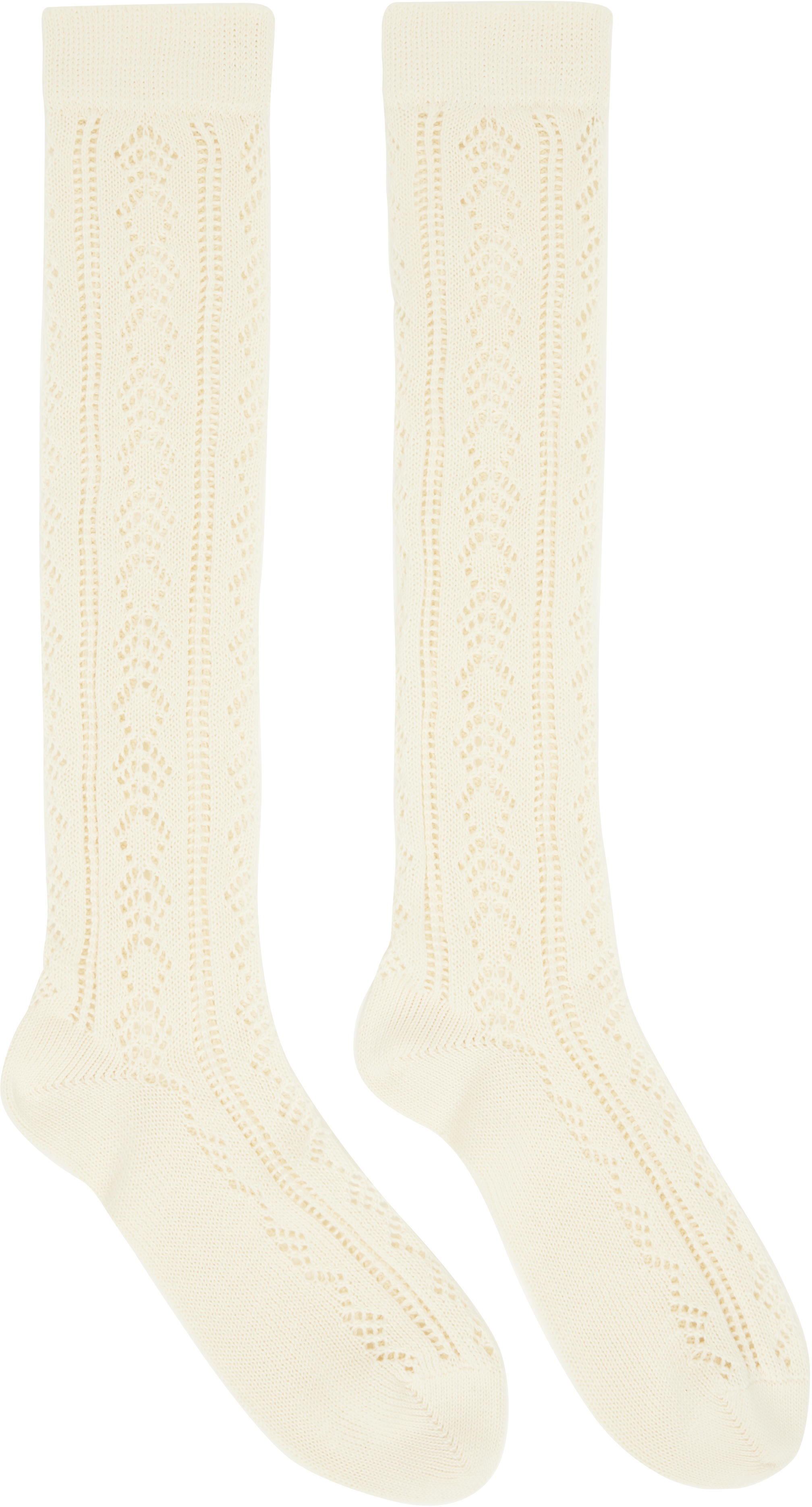 Valentino Garavani: Beige Perforated Cotton VLogo Socks | SSENSE