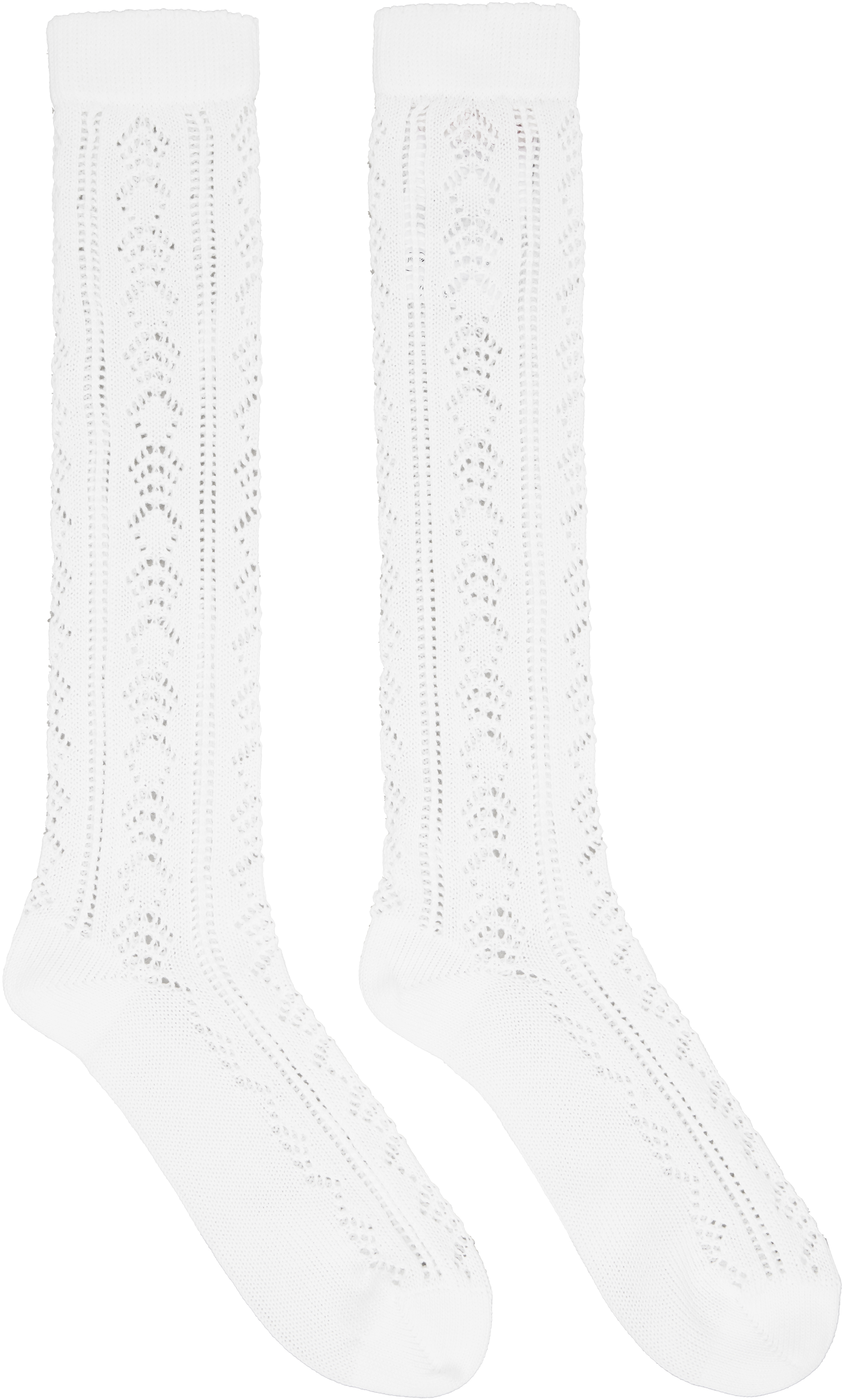 Beige Perforated Cotton VLogo Socks