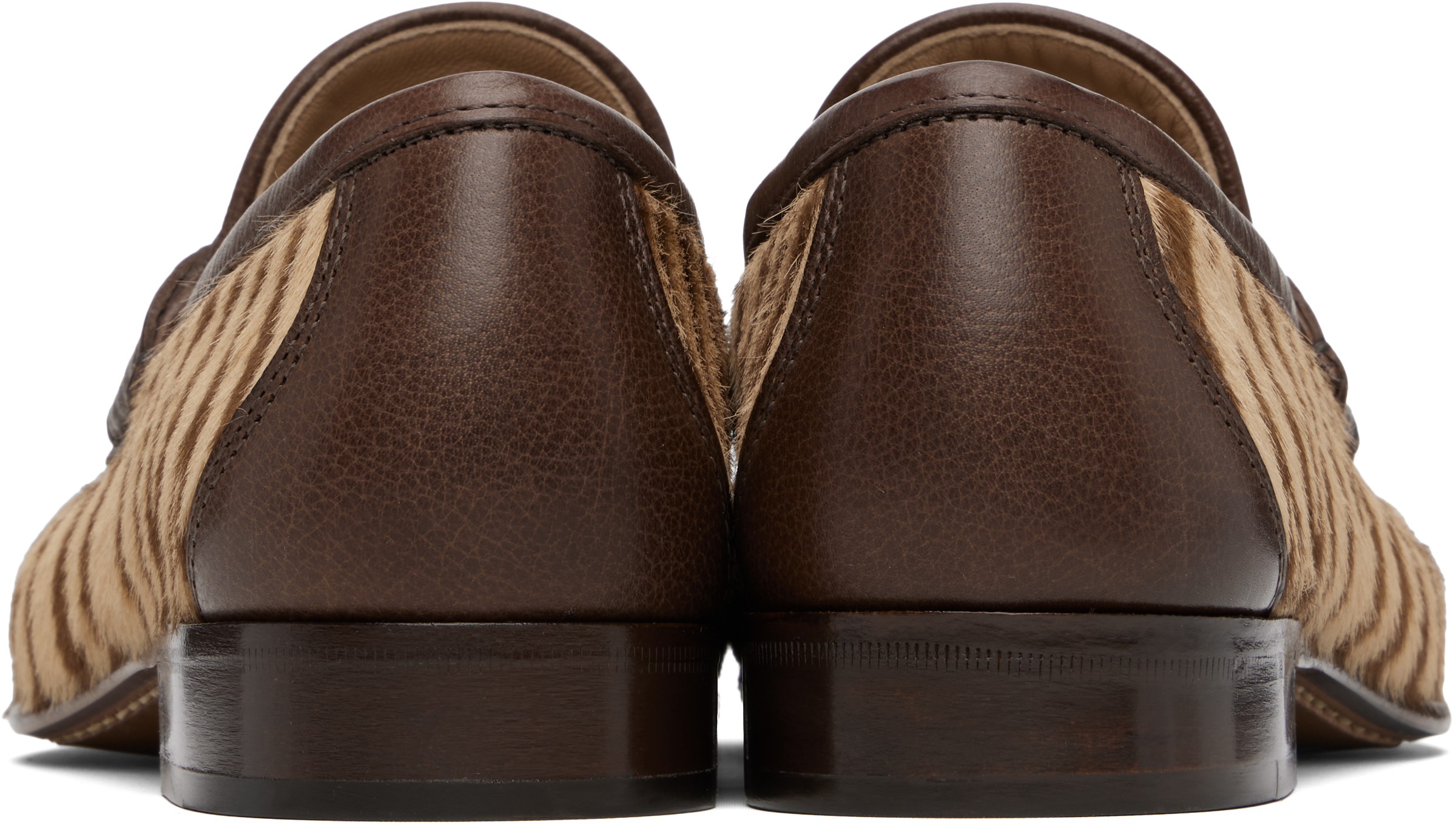 Shop Valentino Beige & Brown Vlogo Signature Calfskin Loafers