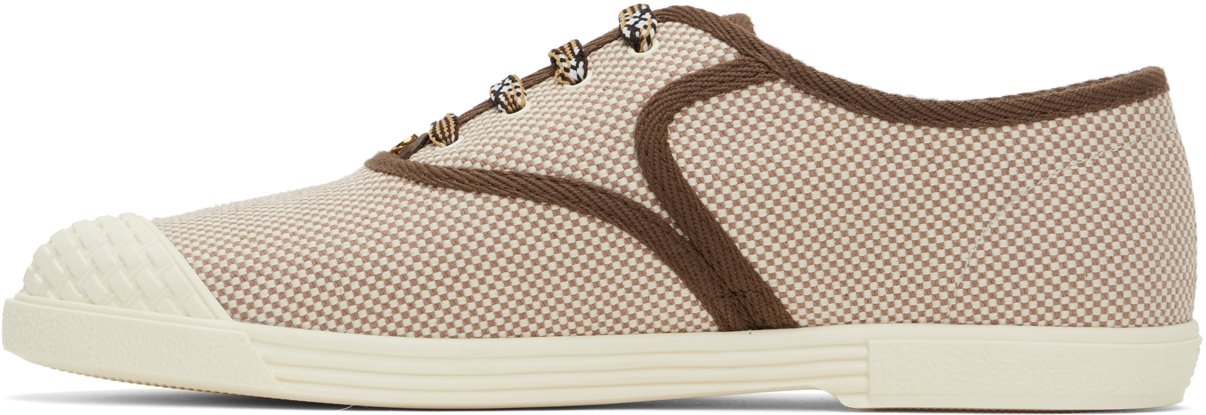 Valentino Bay By Bay Webbing-trimmed Checked Canvas Sneakers In Rhc Bicolor-tobacco/
