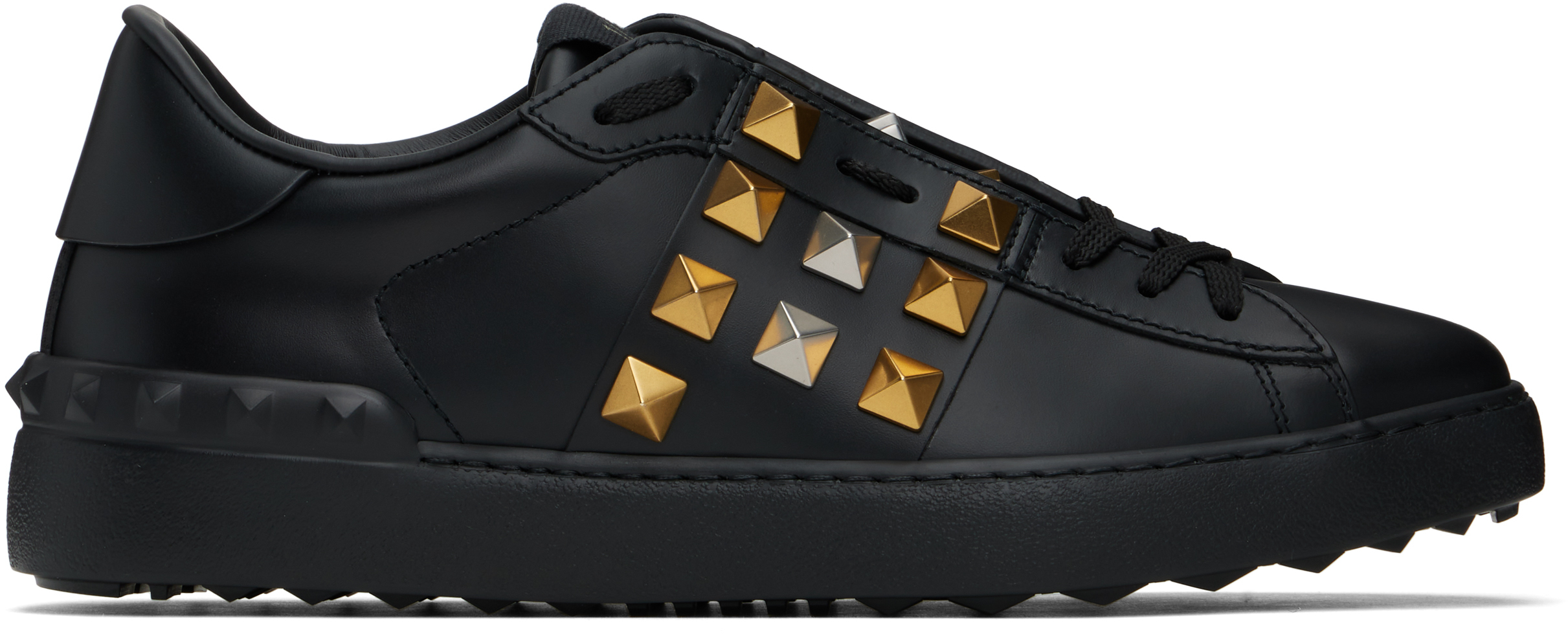 Valentino Garavani★ブラック Rockstud Untitled スニーカー Rockstud Untitled Sneaker In Calfskin Leather for Man in