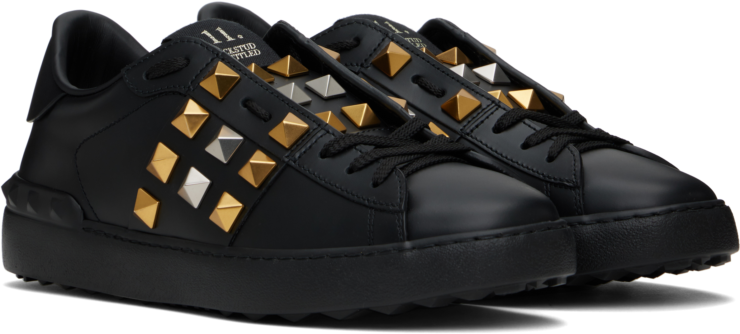 Valentino Garavani Men Rockstud Untitled Sneakers In Rjh Nero/antique Bra