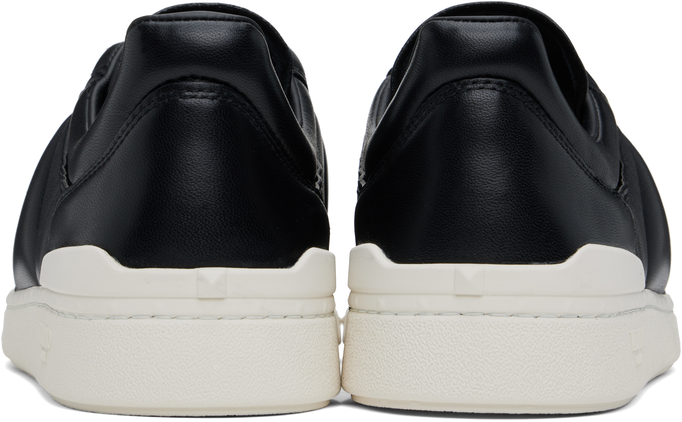 Valentino Black Upvillage Low Top Nappa Leather Sneakers In 0no