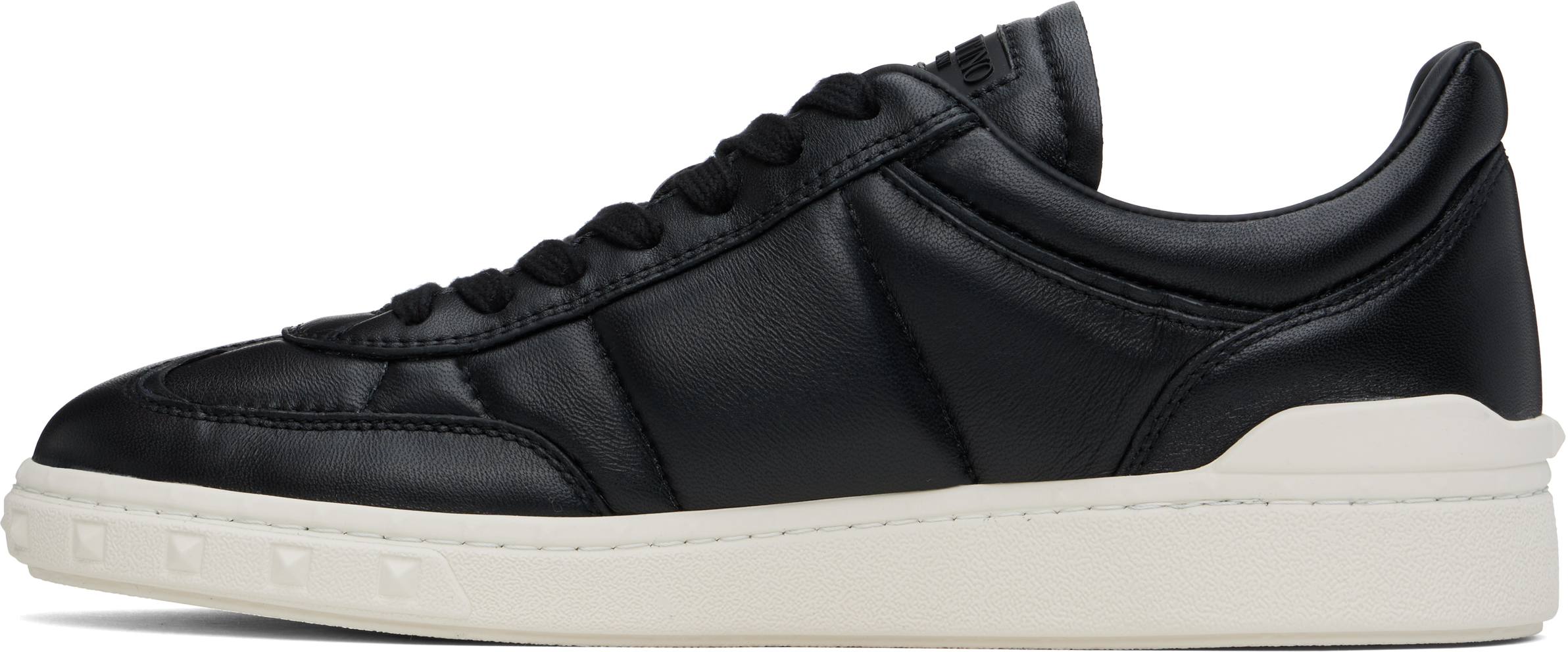 Valentino Black Upvillage Low Top Nappa Leather Sneakers In 0no