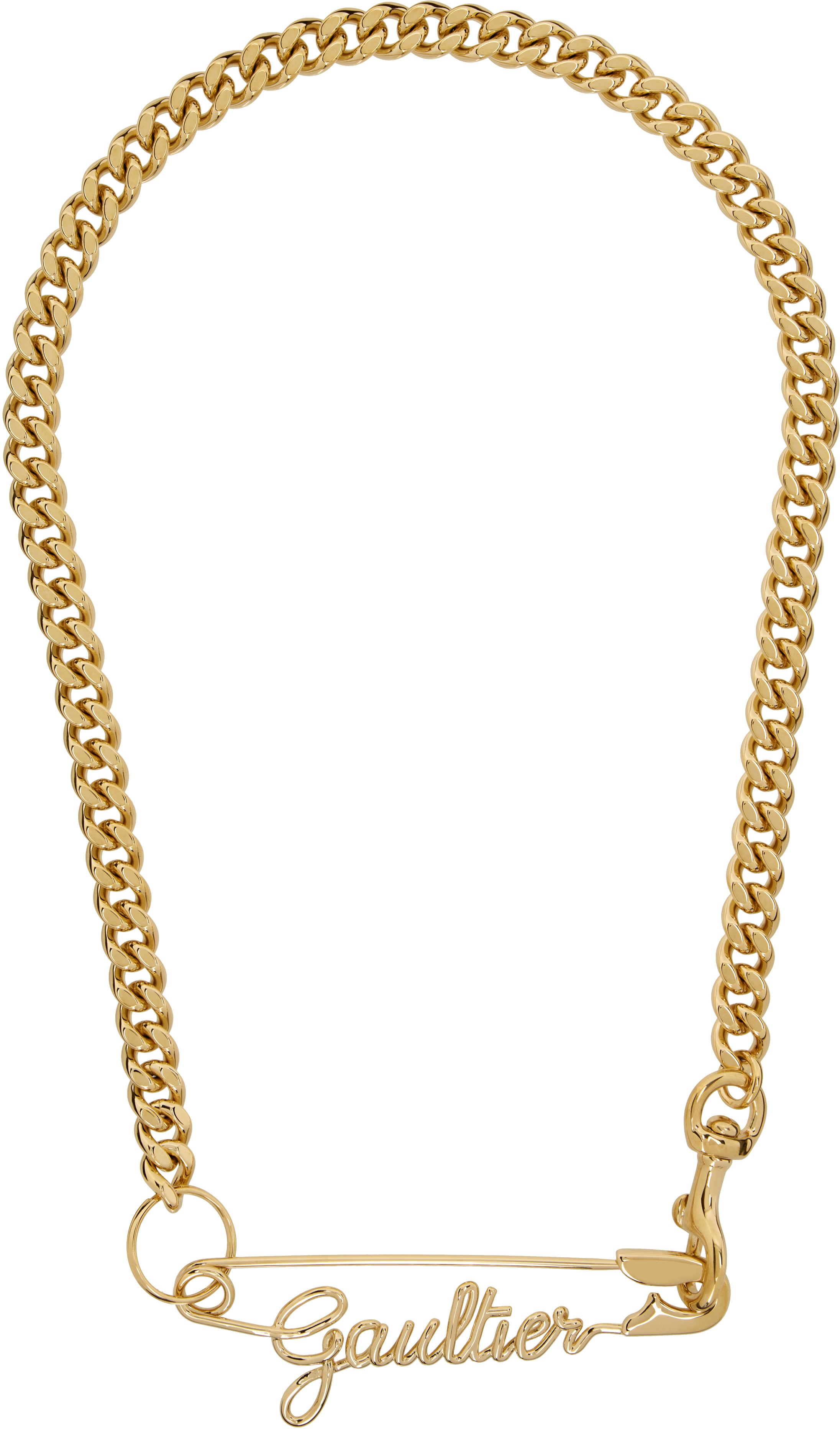 Jean Paul Gaultier: Gold 'The Gaultier Safety Pin' Necklace Jean Paul Gaultier: Gold 'The Gaultier Safety Pin' Necklace