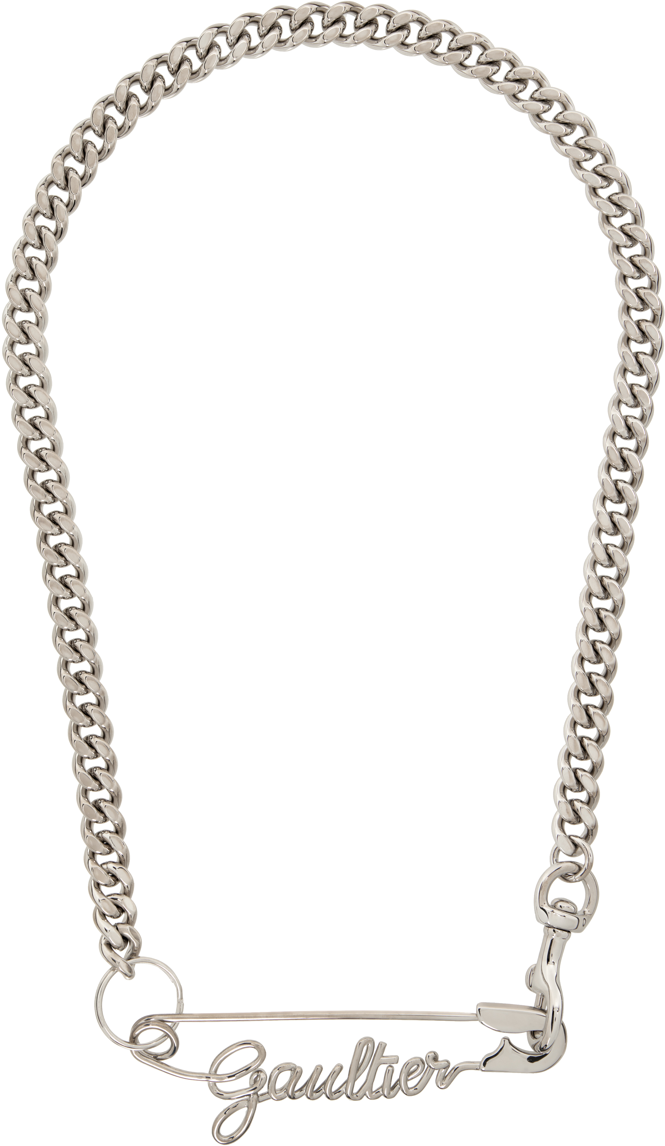 Silver 'The Gaultier Safety Pin' Necklace