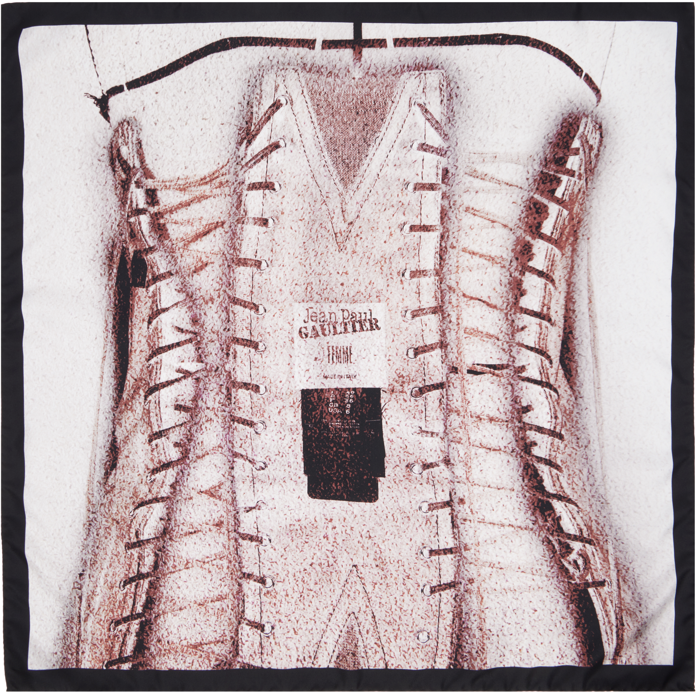 Pink & Gray 'The Trompe L'oeil Corset' Printed Silk Scarf