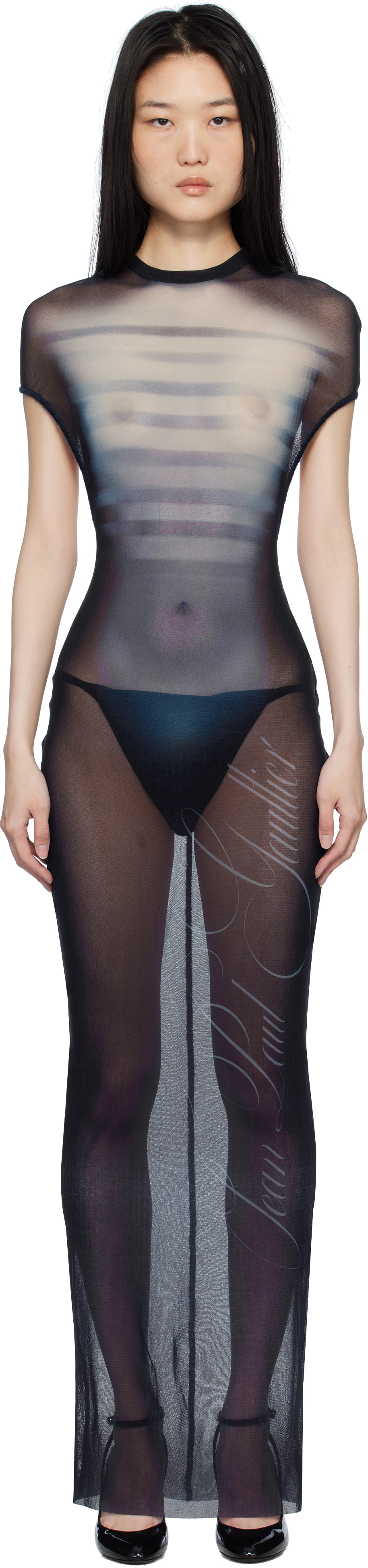 【関税込み】Jean Paul Gaultier ネイビー Le Male マキシドレス Jean Paul Gaultierのネイビー Le Mâle オープンバック マキシ