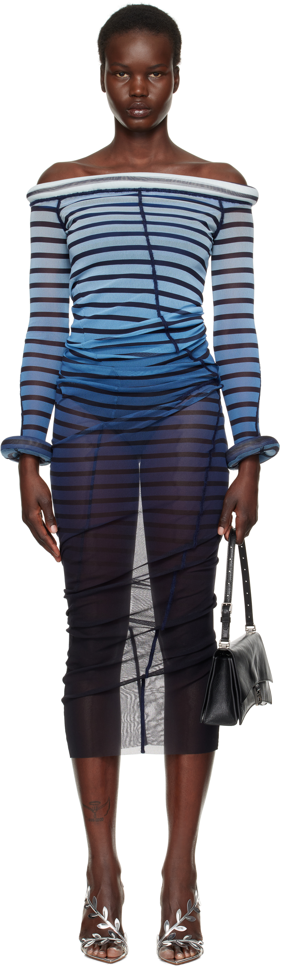 Blue 
The 3D Striped Maxi Dress