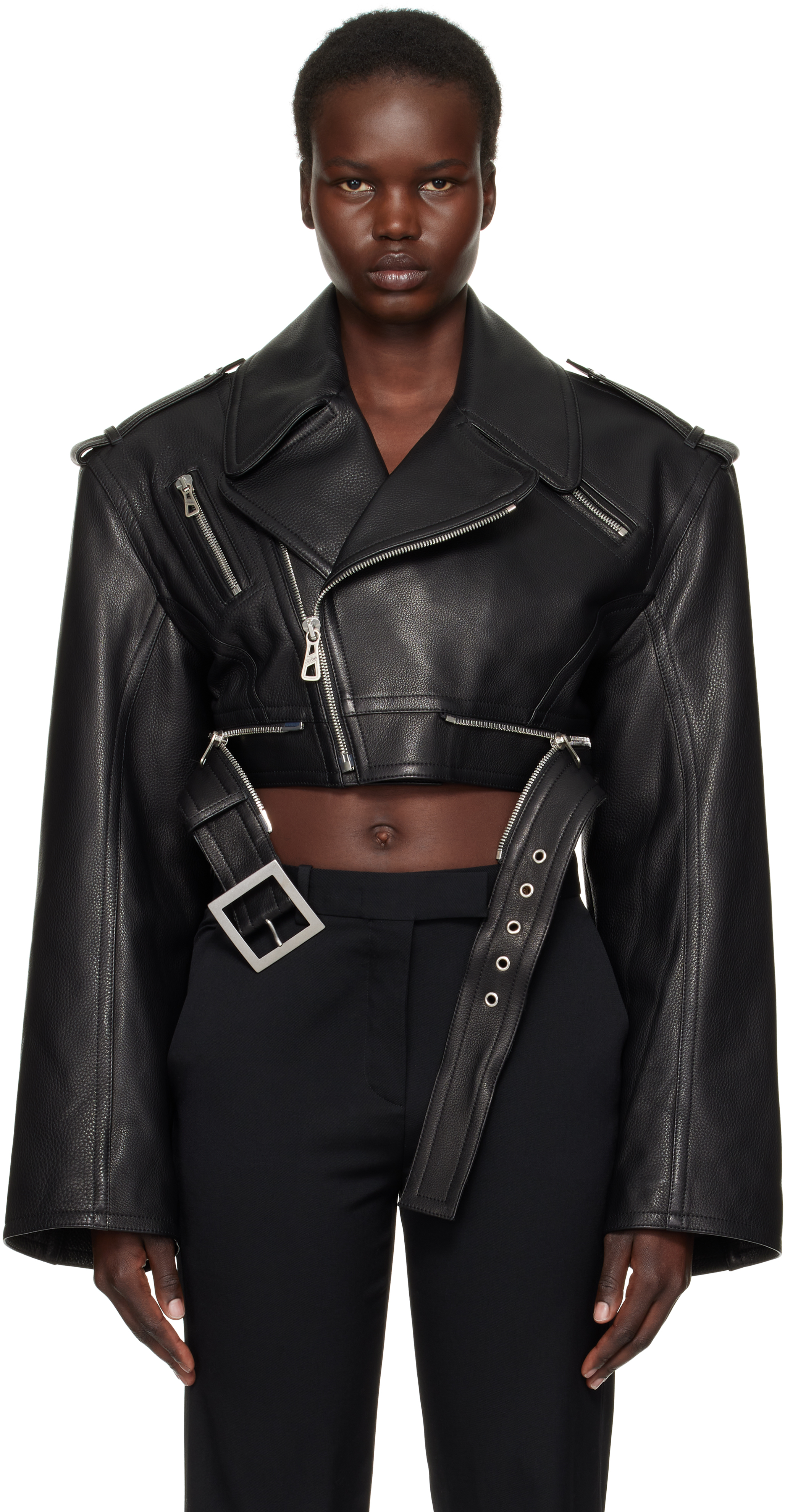 Black 'The Cropped Perfecto' Leather Jacket