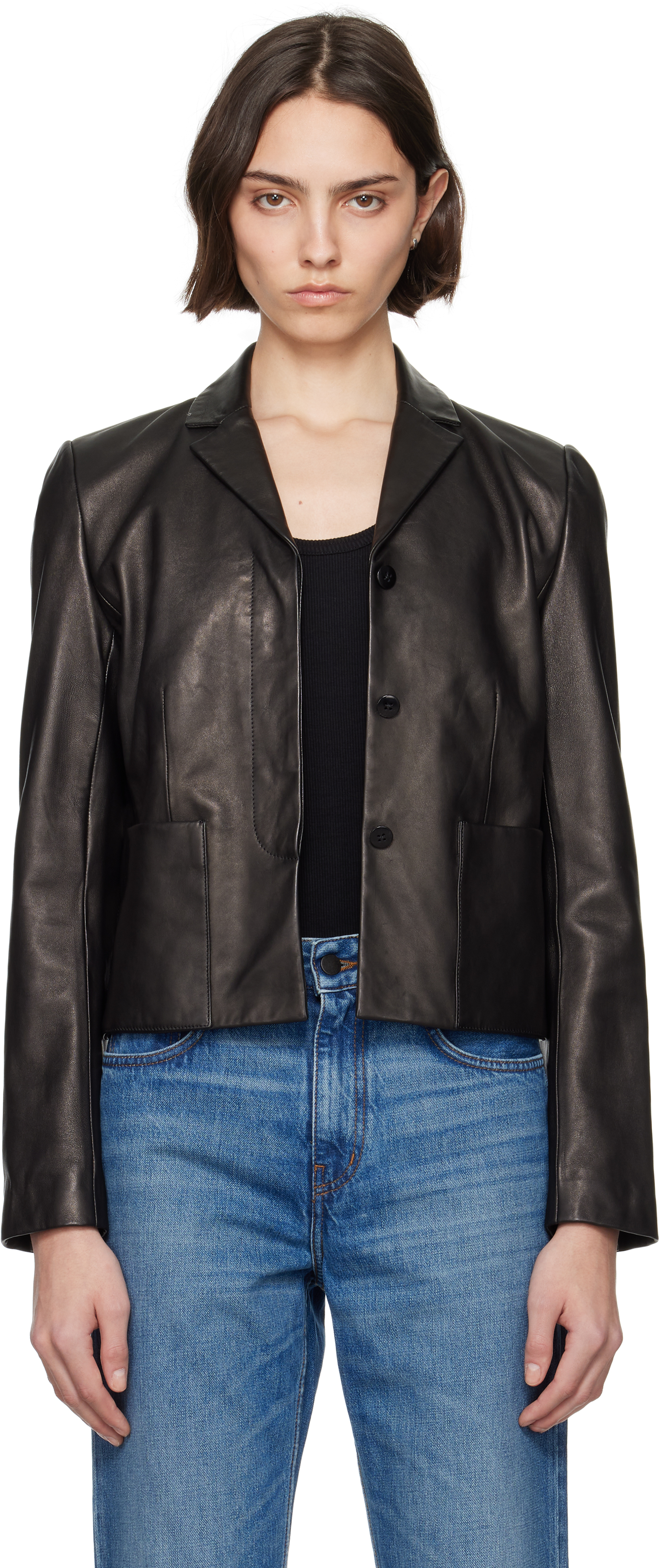 Kallmeyer Black Sloane Shrunken Leather Blazer