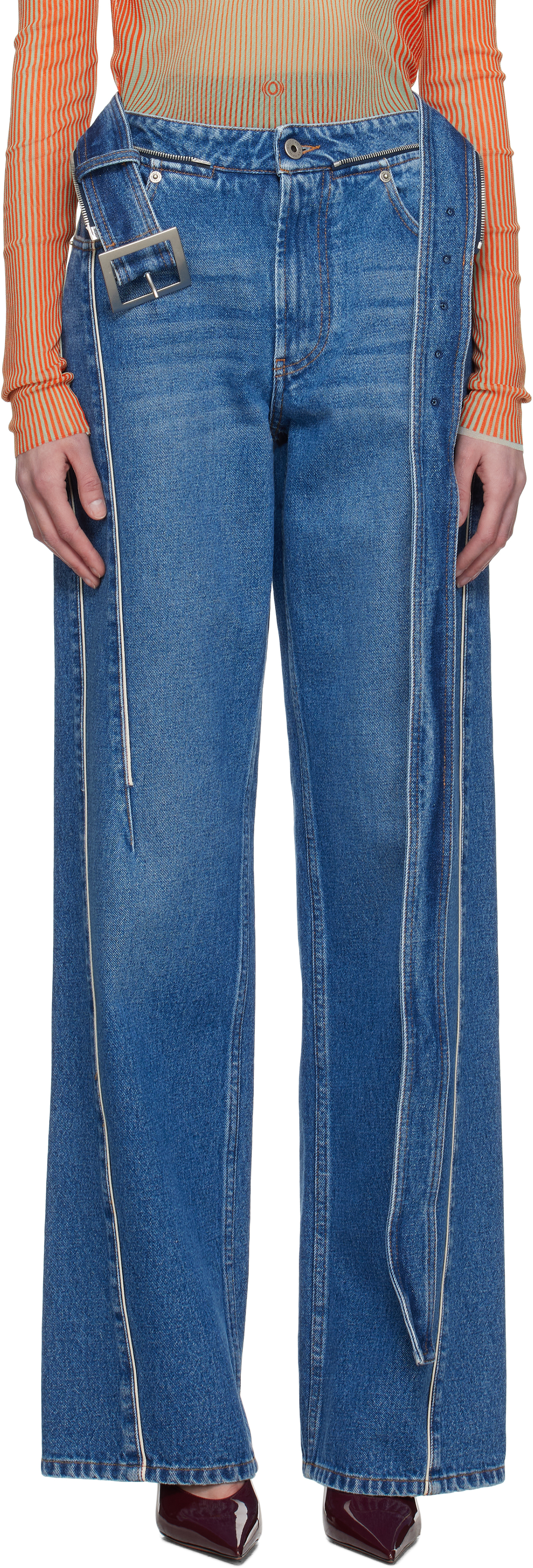 Blue 'The Belted Denim' Jeans