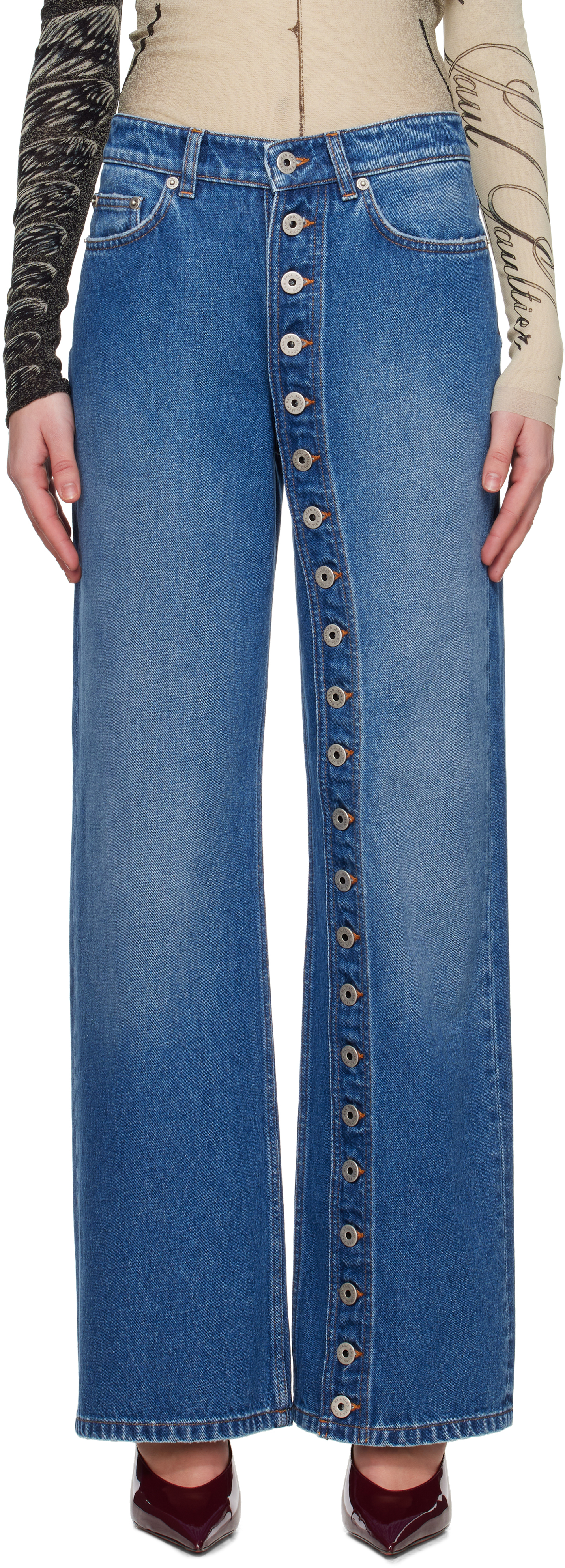 Blue 'The Buttoned Denim' Jeans