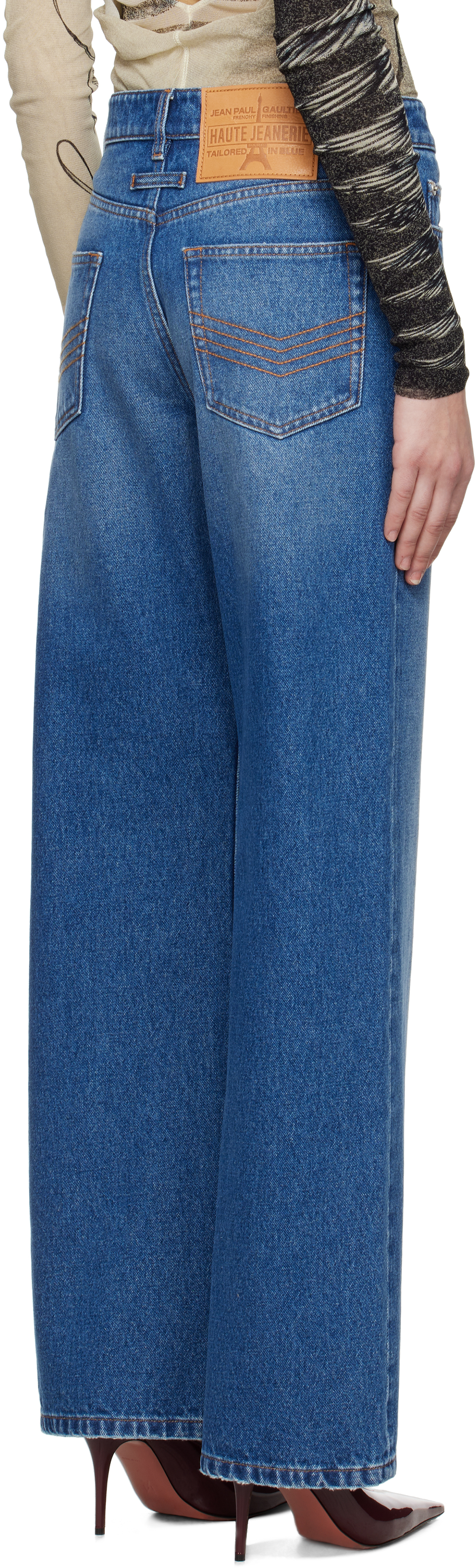 Shop Jean Paul Gaultier Blue 'the Buttoned Denim' Jeans In 57-vintageblue