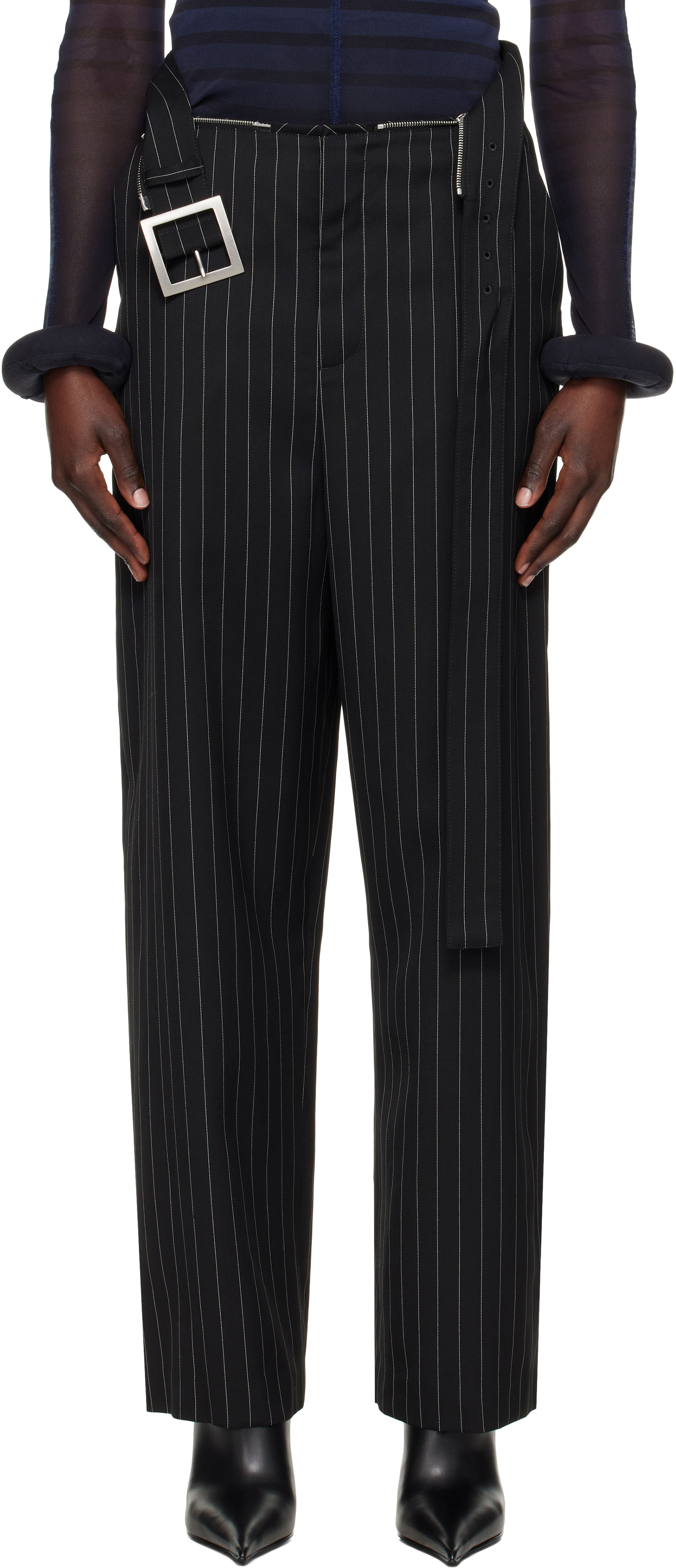 2024-25 秋冬新作  ハイブランドの Jean Paul Gaultier: Black 'The Belted Suit' Trousers | SSENSE パンツ