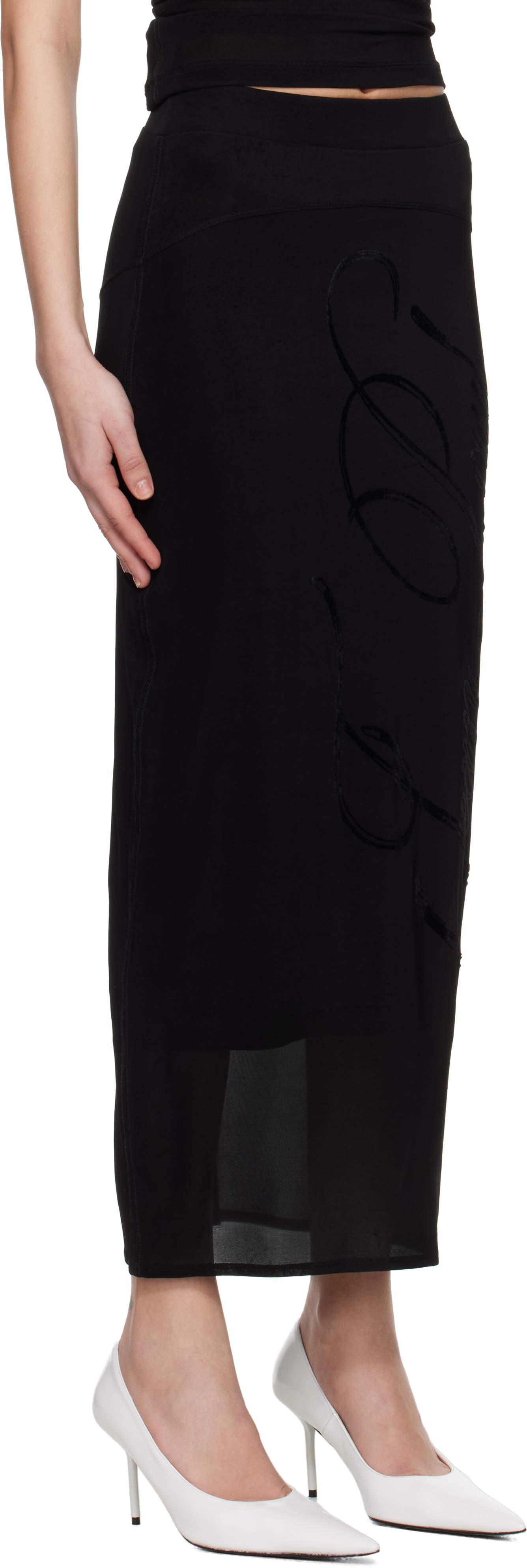 Shop Jean Paul Gaultier Black Light Viscose Jersey Maxi Skirt In 00-black