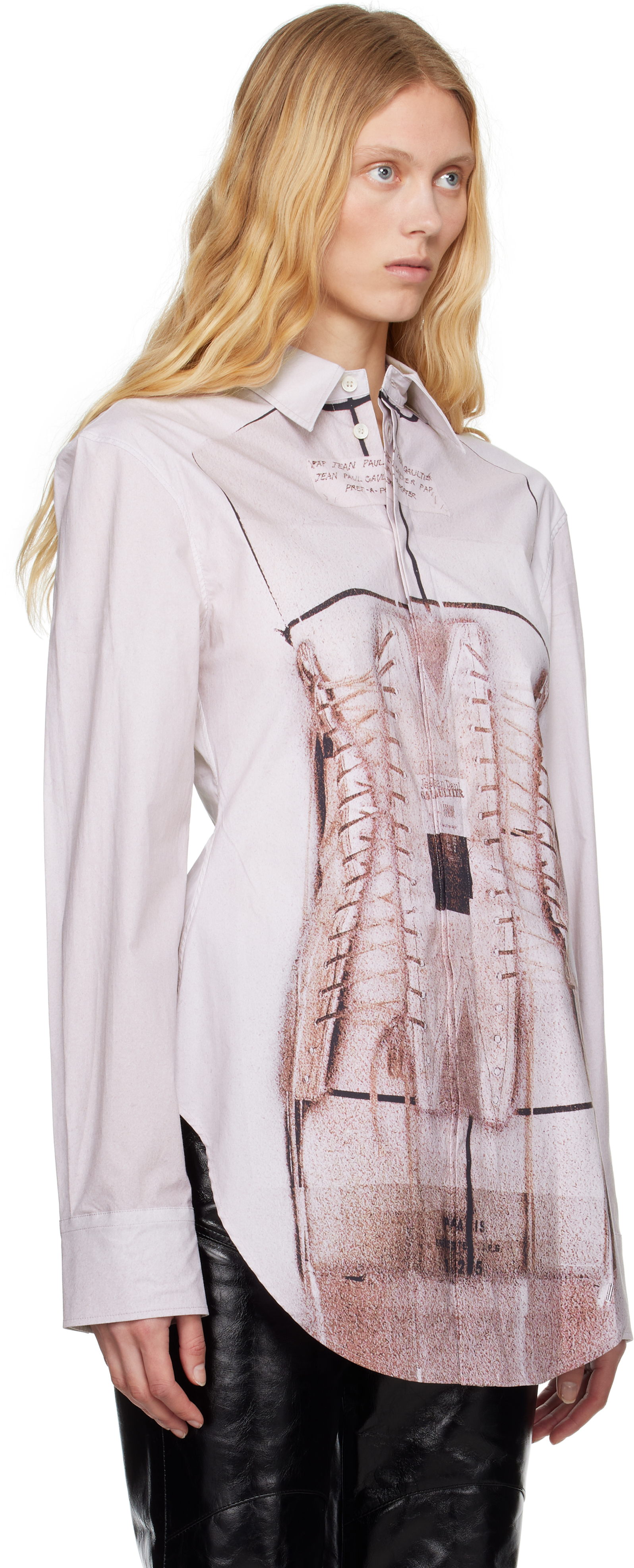 Shop Jean Paul Gaultier Pink 'the Trompe-l'œil' Corset Shirt In 260100-dustypink/whi