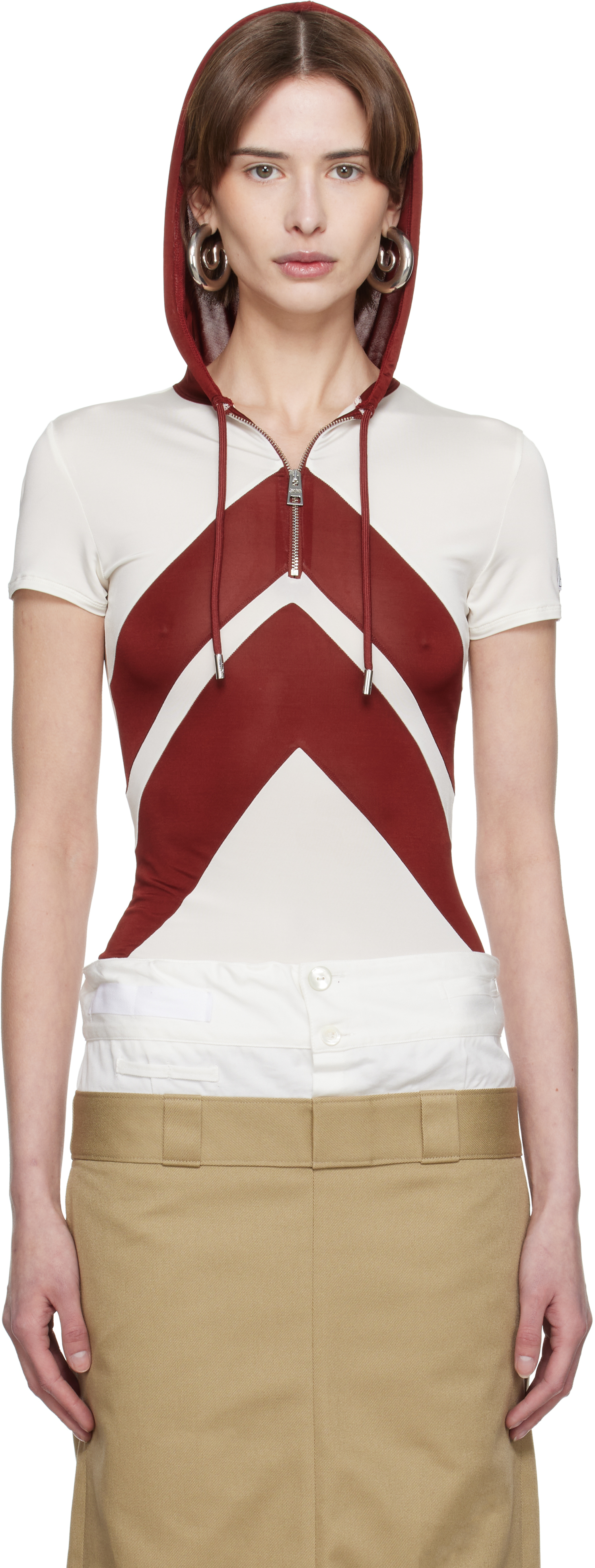 White & Burgundy 'The Chevrons' Hoodie