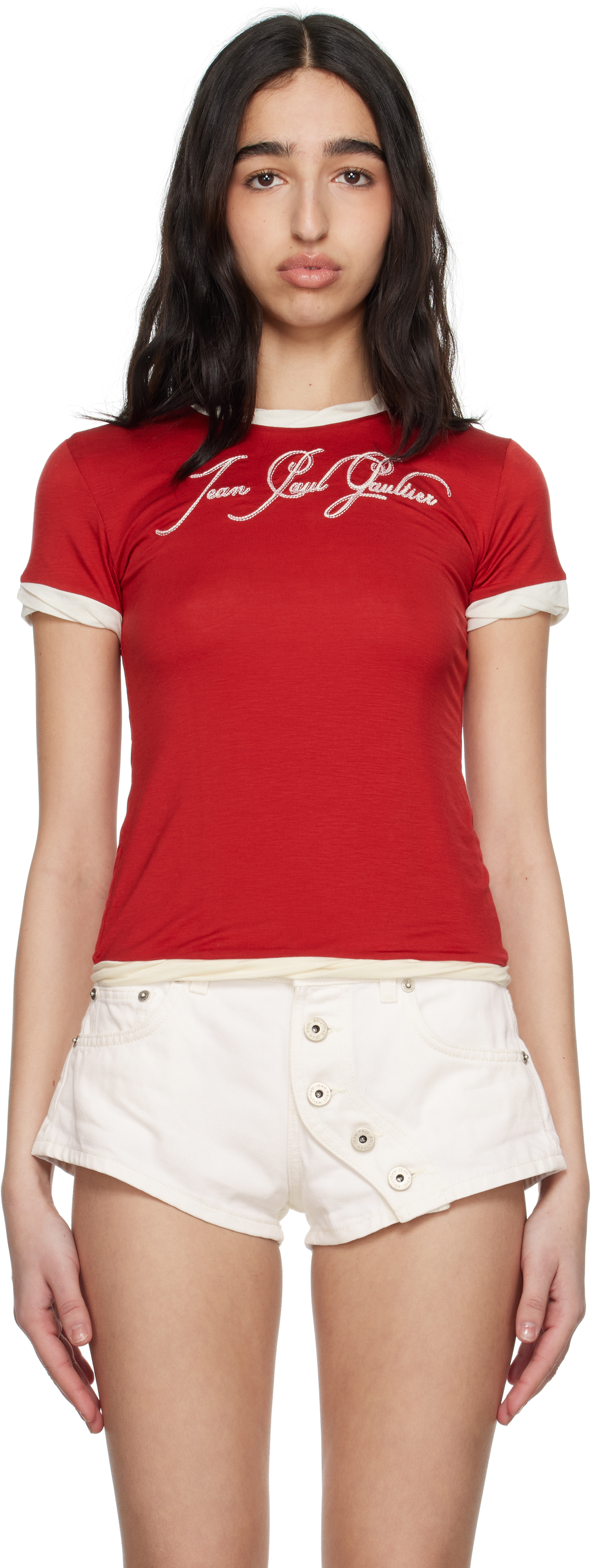 Red & Off-White 'The Tattoo' T-shirt by Jean Paul Gaultier