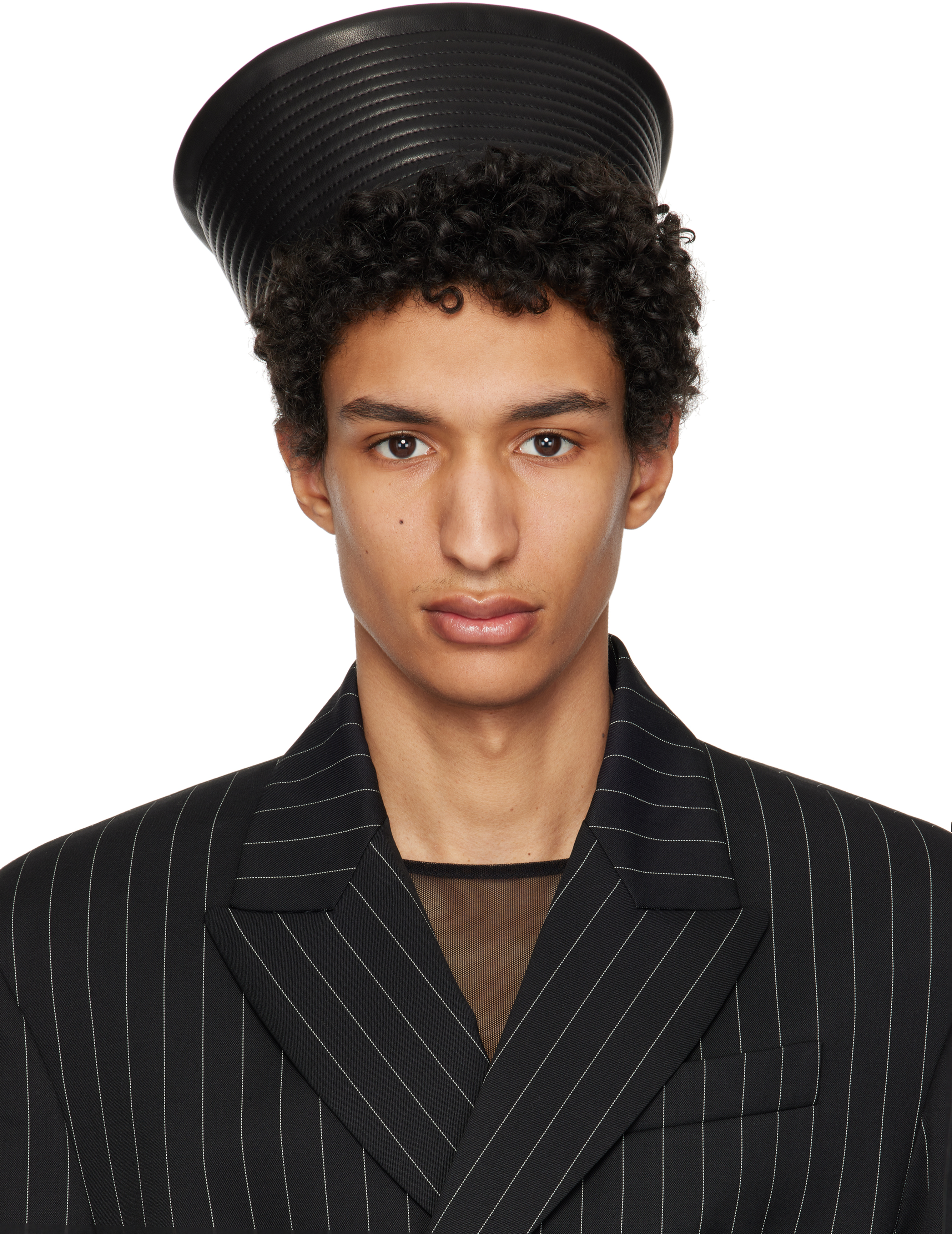 Jean Paul Gaultier Black 'the Leather Sailor' Hat In 00-black