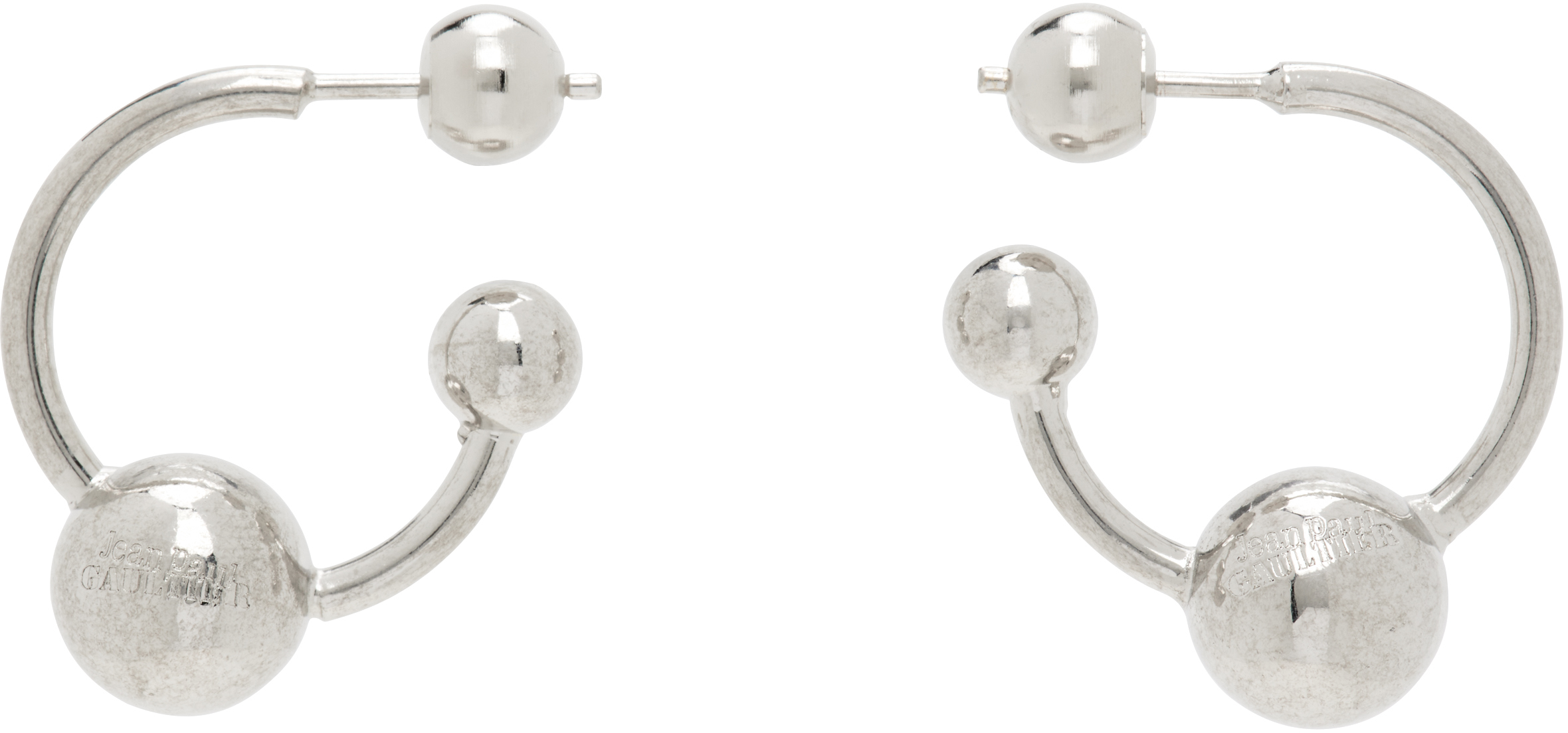 Jean Paul Gaultier Silver 'the Piercing' Earrings In Metallic