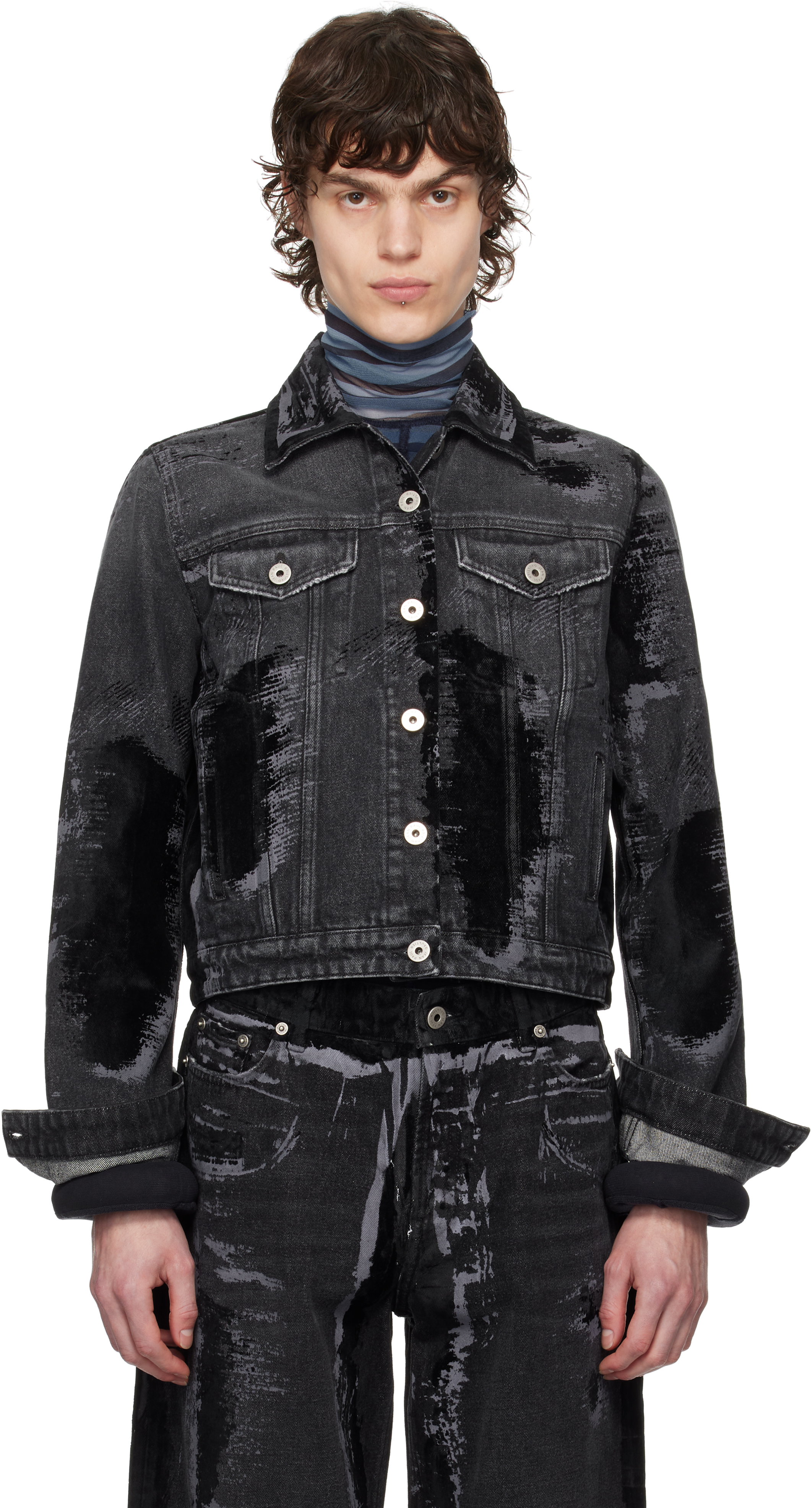 Black 'The Flocked' Denim Jacket