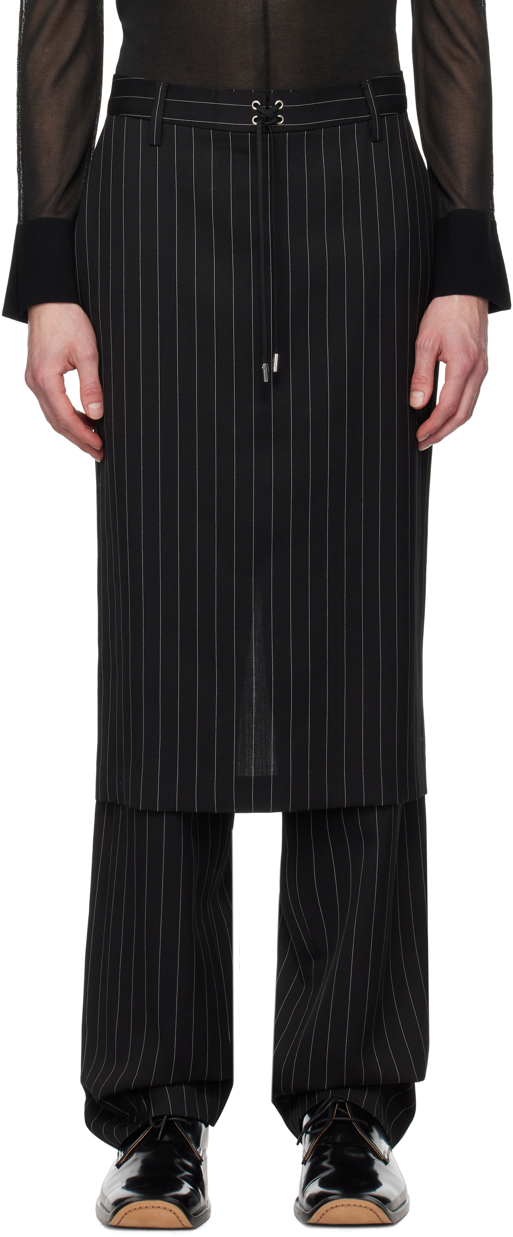 Black 'The Lace-Up Suit' Trousers