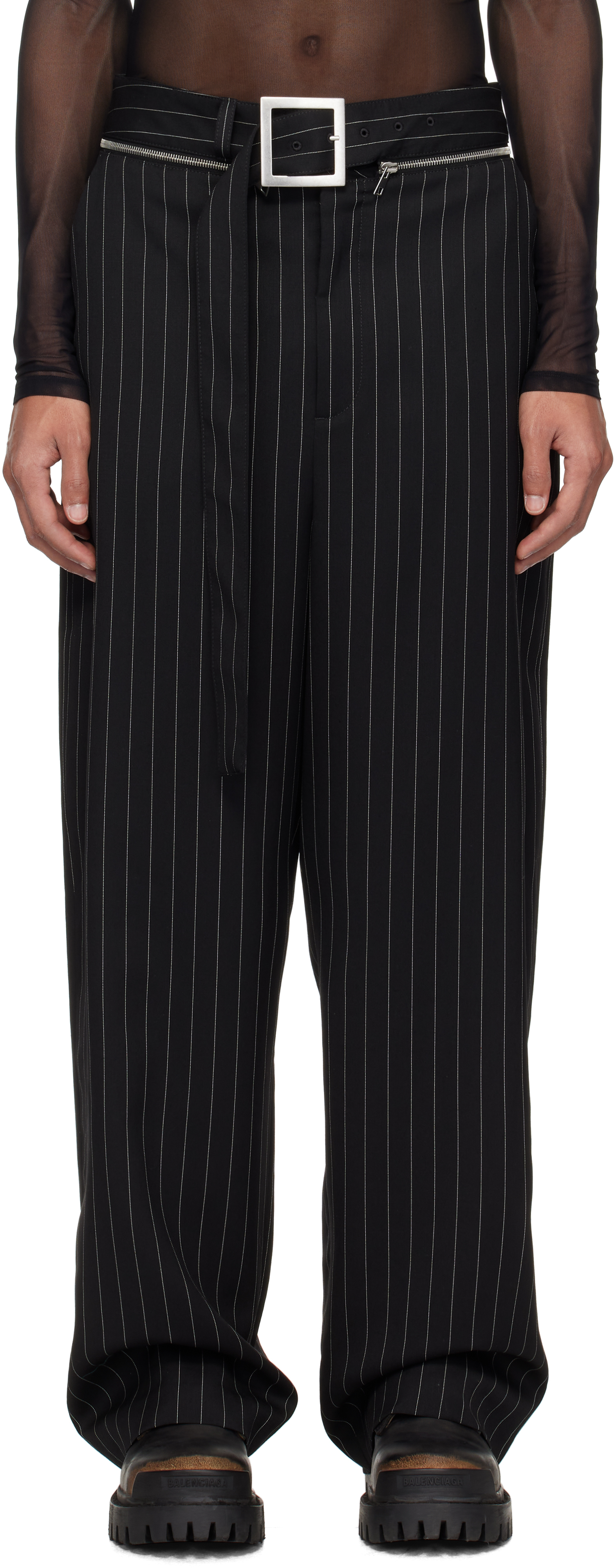 Black 'The Belted Suit' Trousers