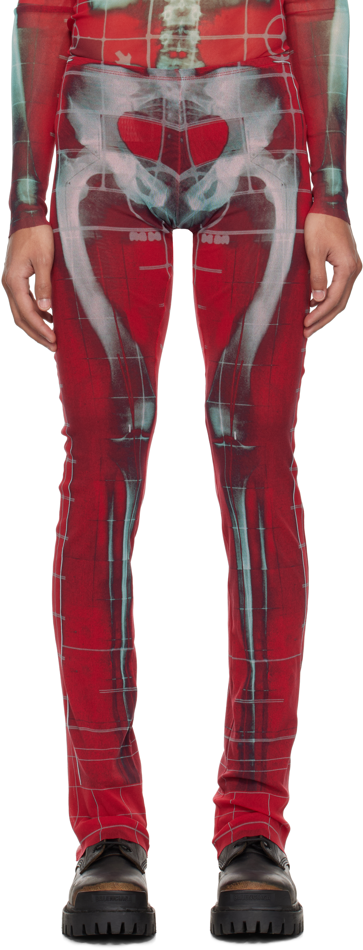 SSENSE Exclusive Red & Blue Printed Squeletor Trousers by