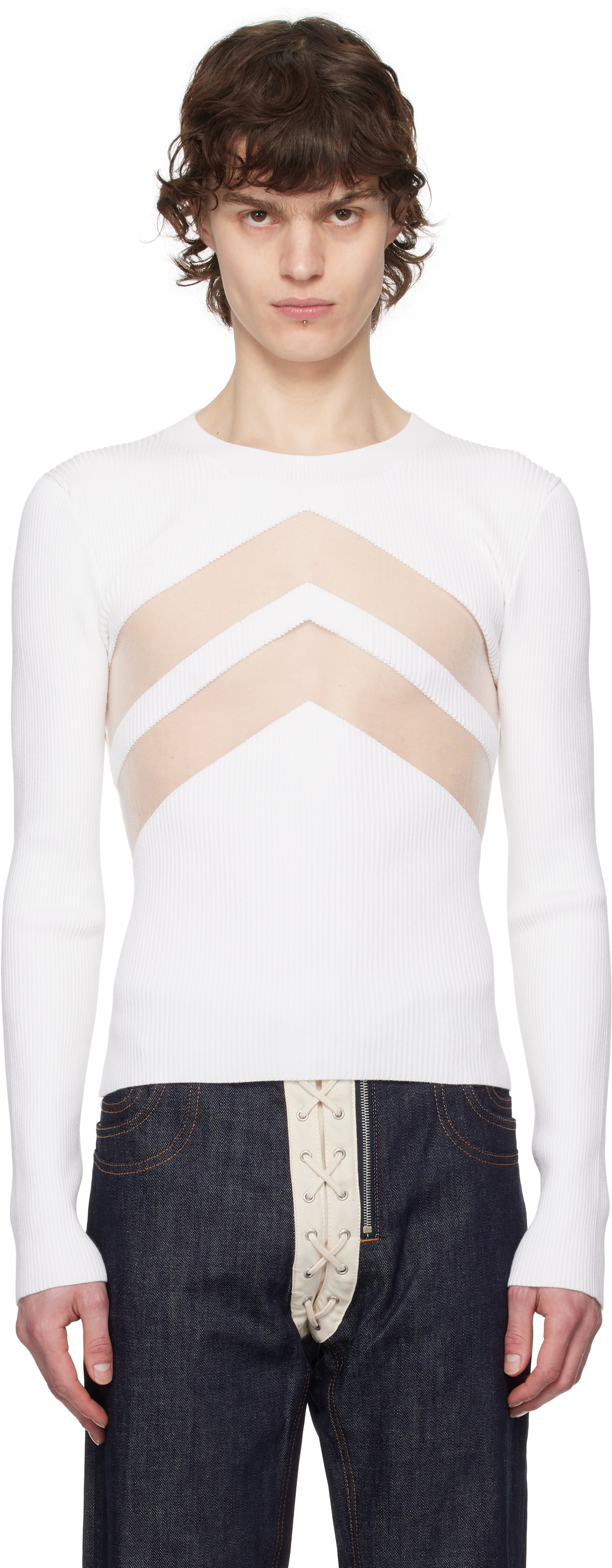 White 'The Chevrons' Sweater