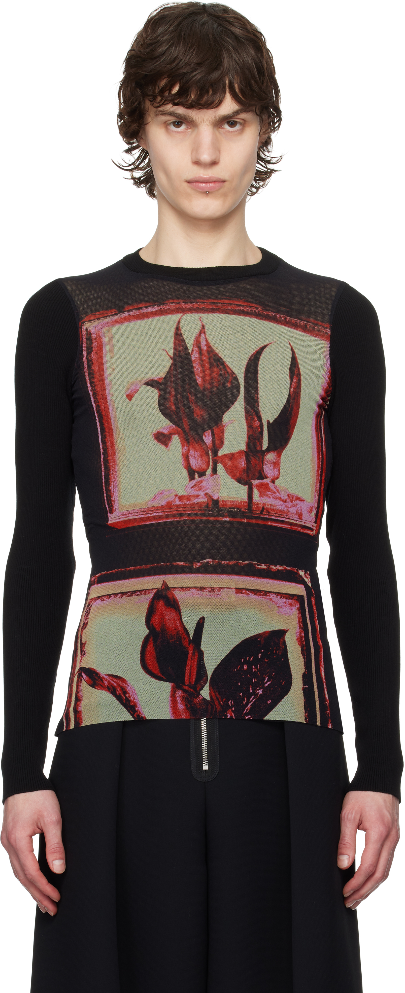 Jean Paul Gaultierのブラック Flowers Cadres トップスがセール中