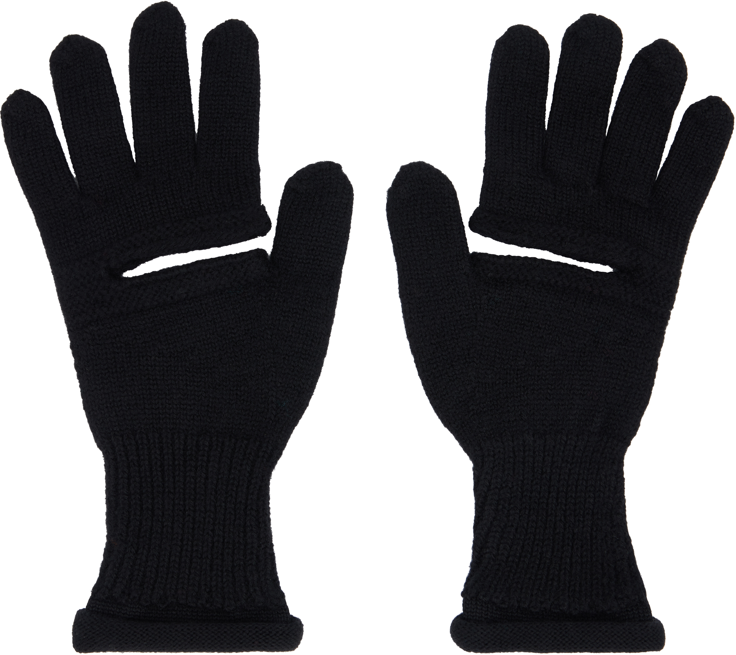 Shop Issey Miyake Black Chunky Wool Acc Gloves In 15 Black