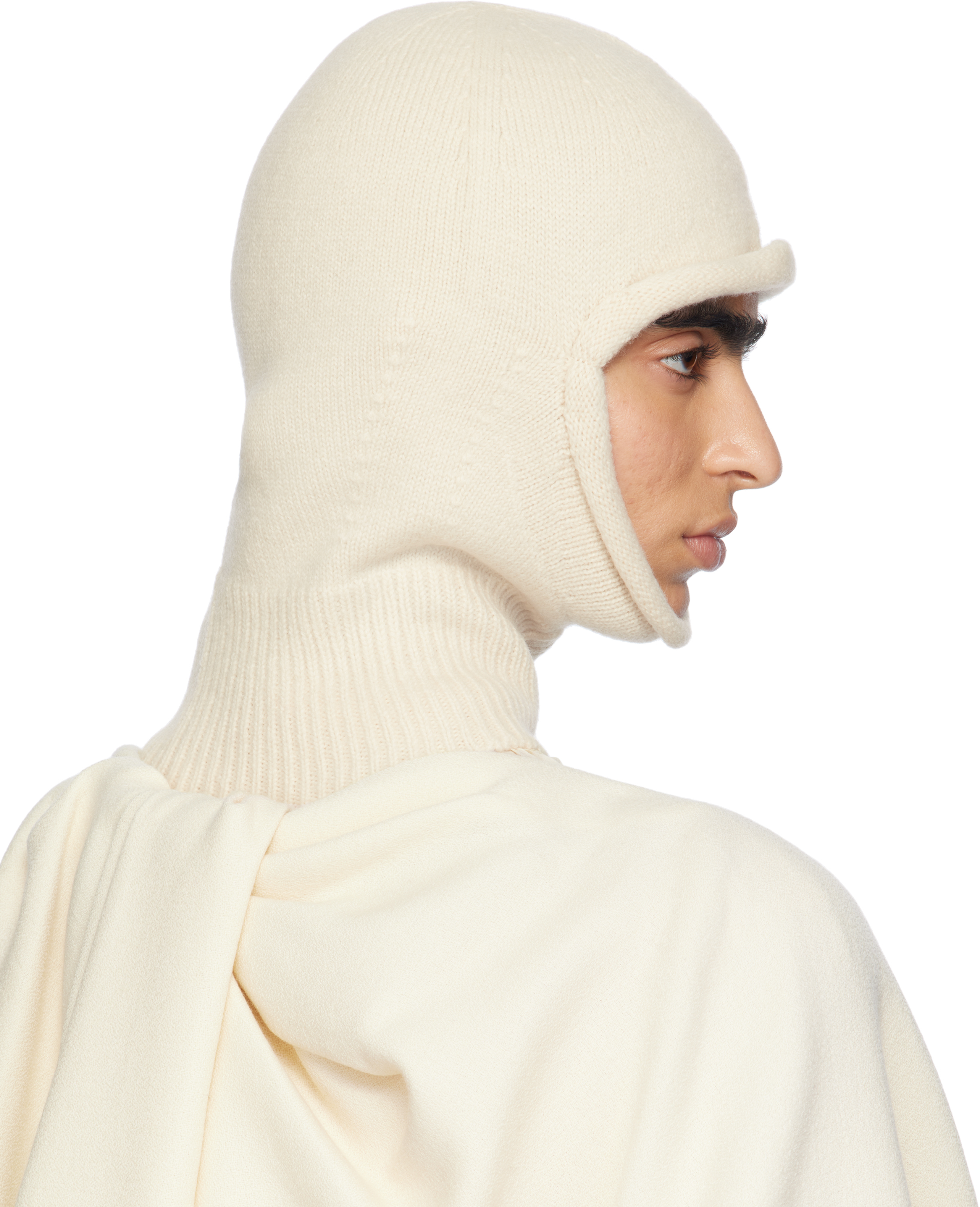 Issey Miyake Off-white Chunky Wool Balaclava In 06 Moon White