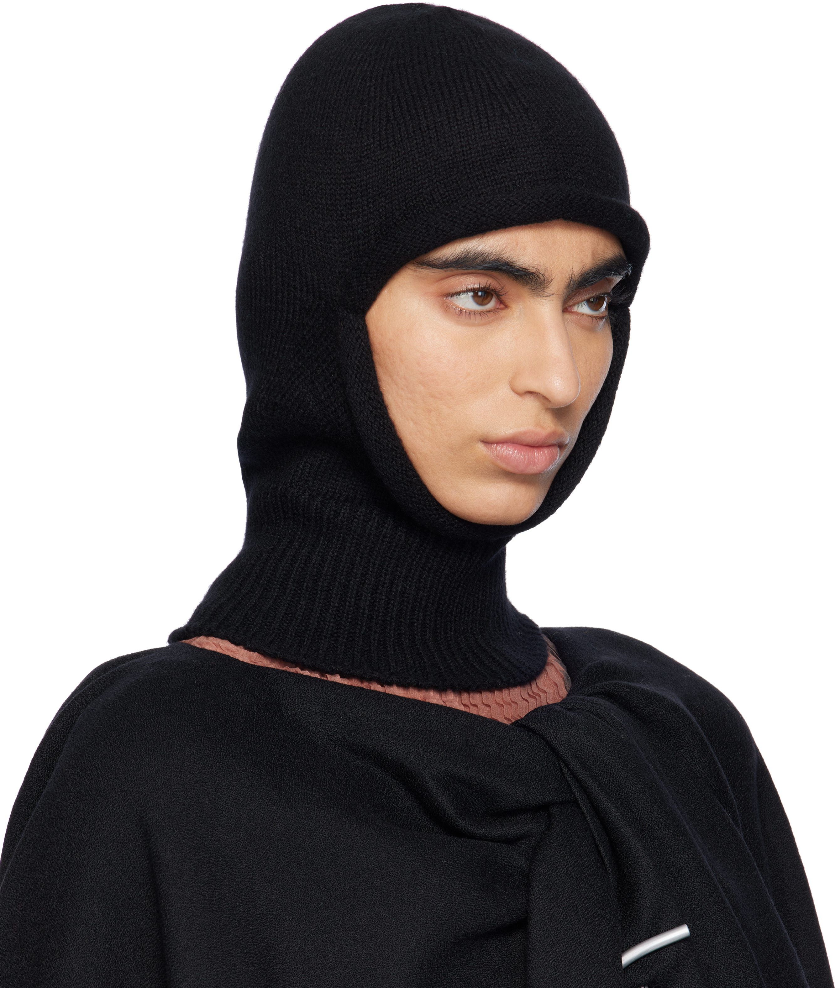 Issey Miyake Black Chunky Wool Balaclava In 15 Black