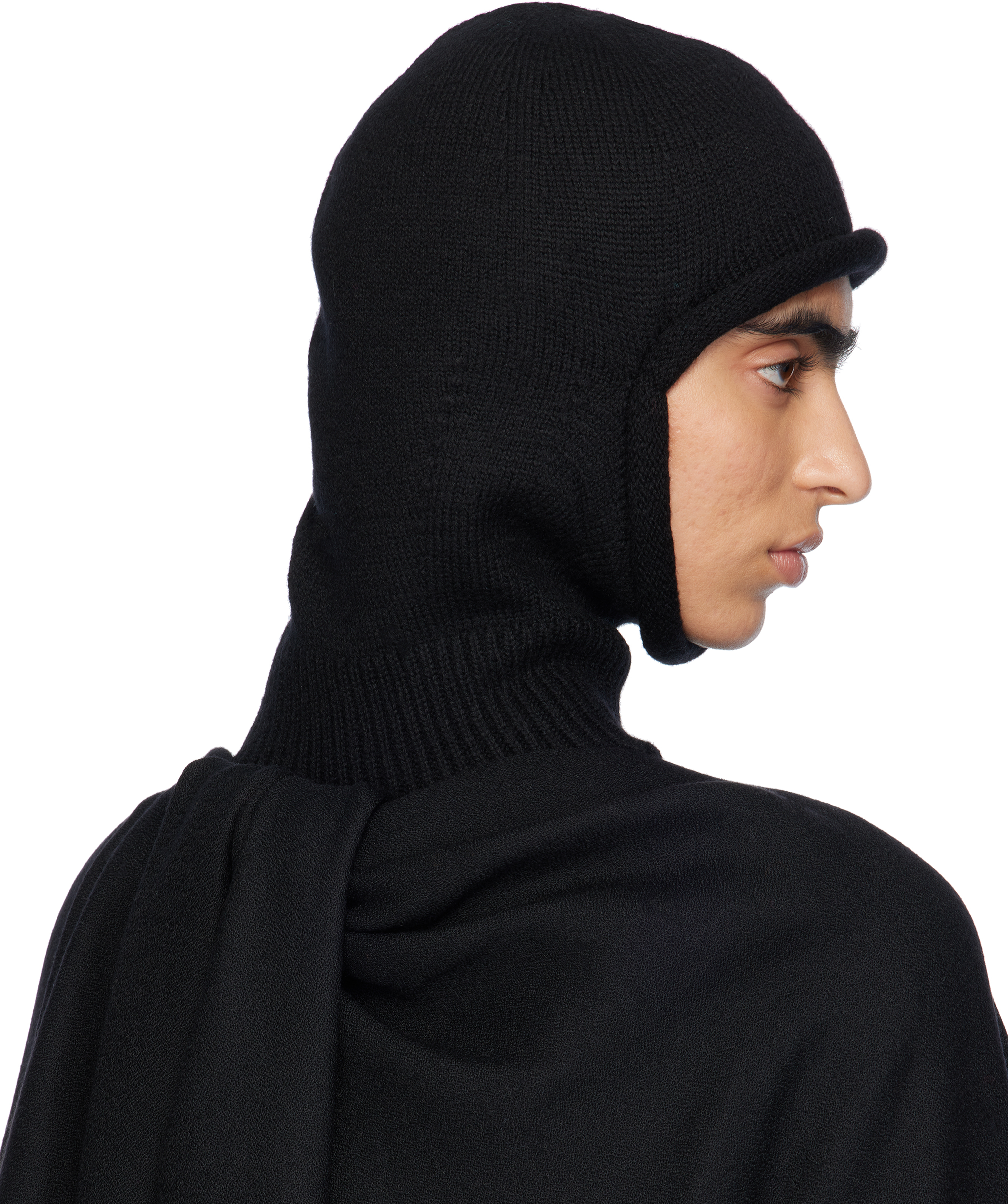 Issey Miyake Black Chunky Wool Balaclava In 15 Black