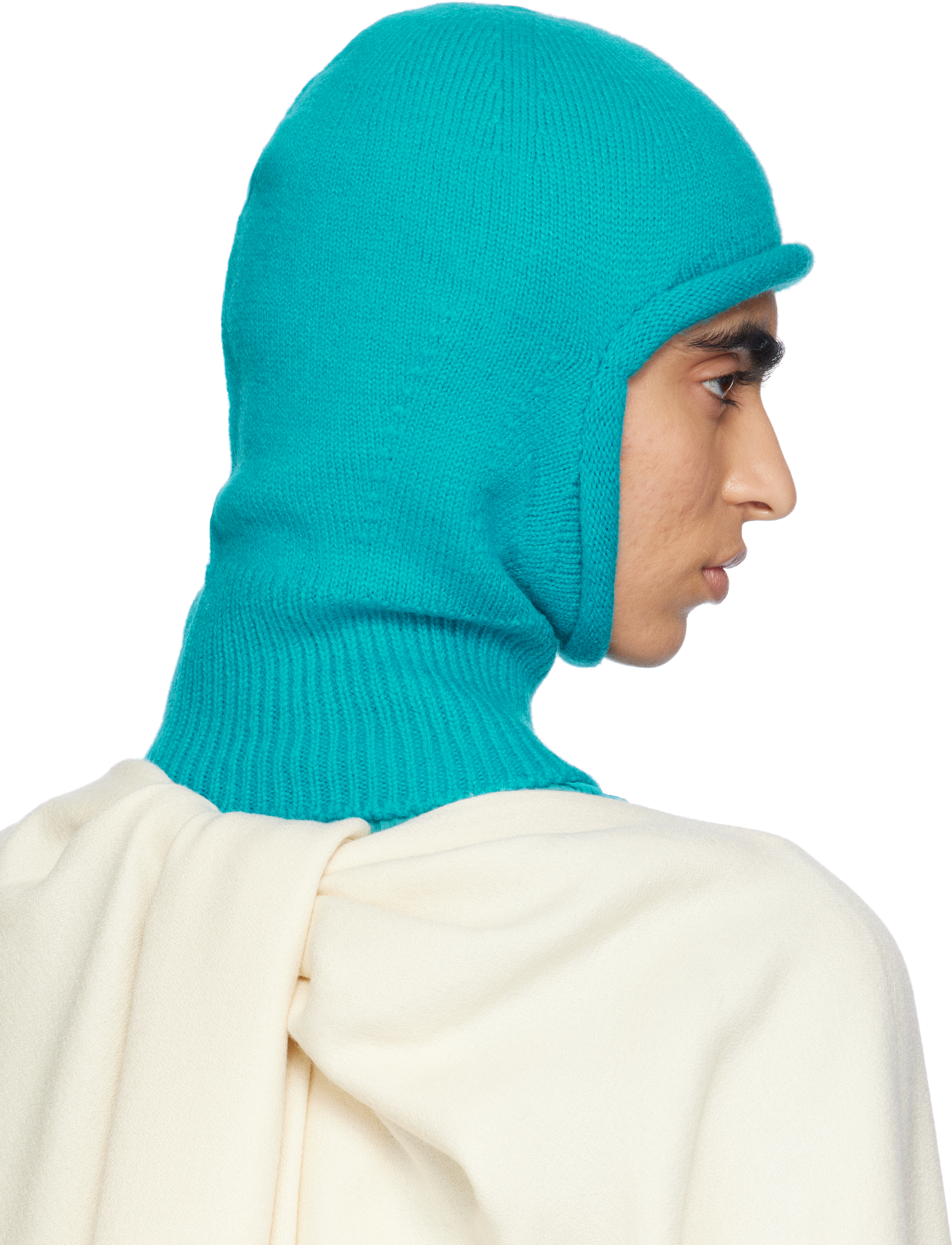 Issey Miyake Blue Chunky Wool Balaclava In 74 Twilight Blue