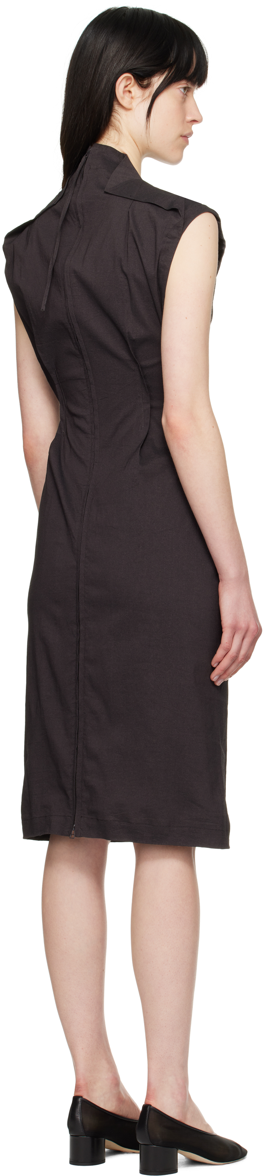Issey Miyake Brown Ample Midi Dress In 89 Nasu Brown