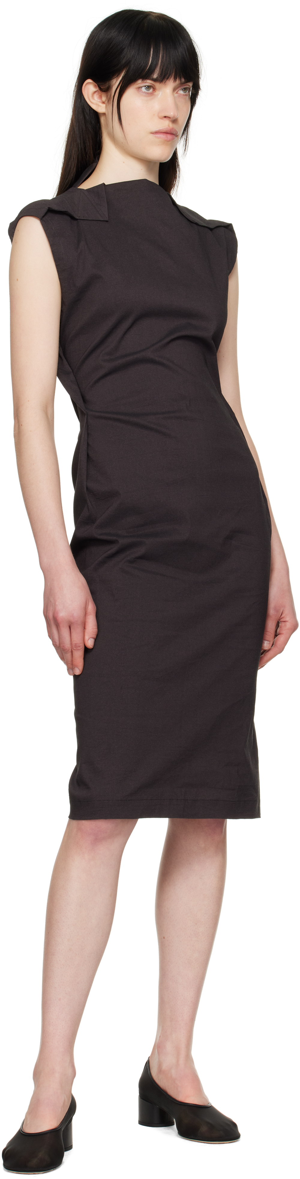Issey Miyake Brown Ample Midi Dress In 89 Nasu Brown