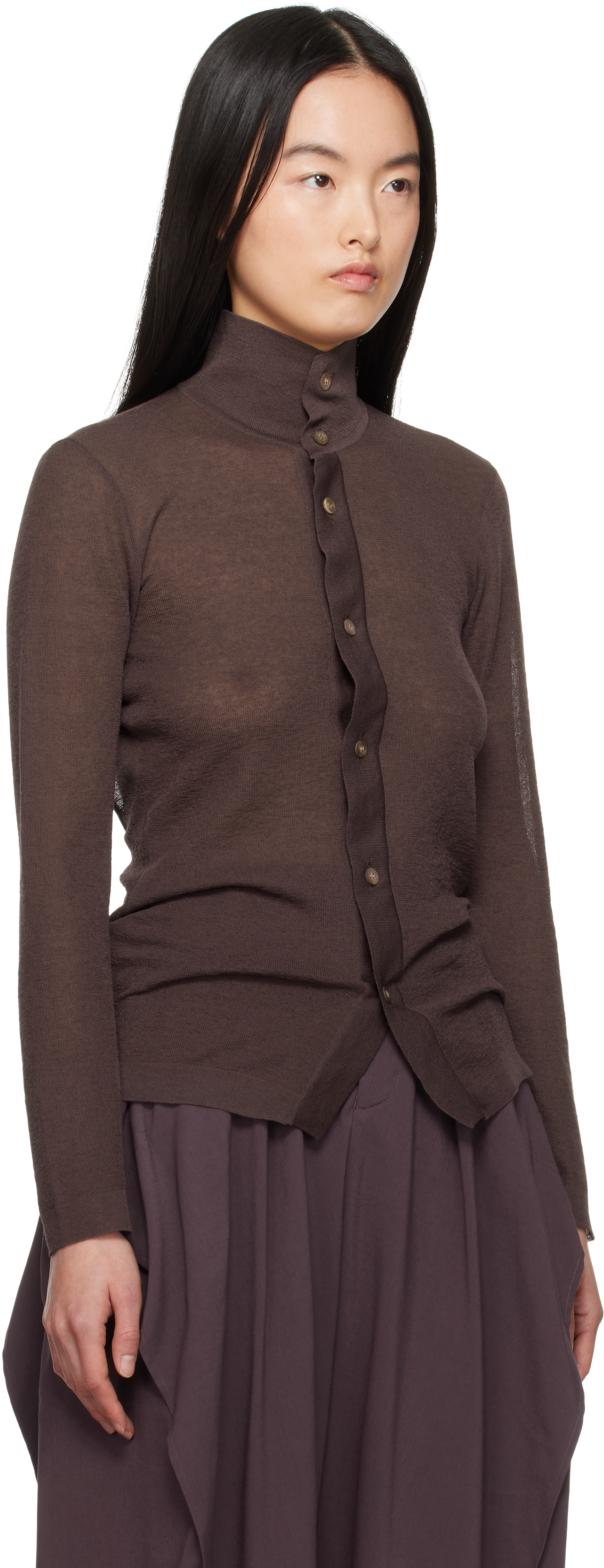 Issey Miyake Brown Knit Shirt In 89 Nasu Brown
