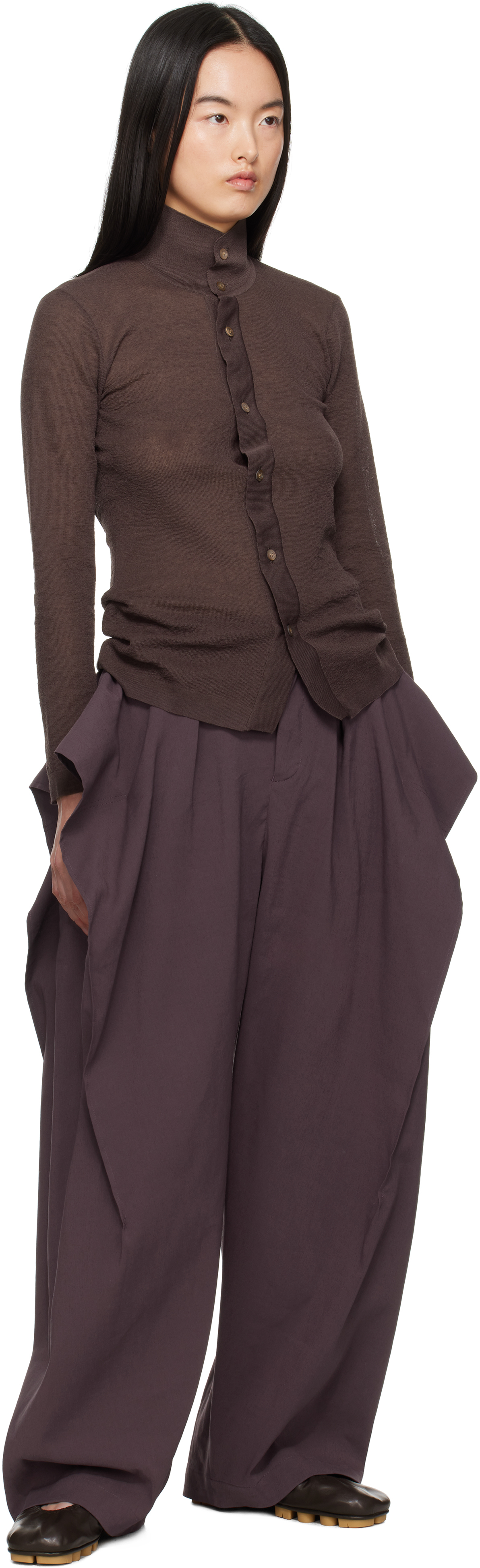 Issey Miyake Brown Knit Shirt In 89 Nasu Brown