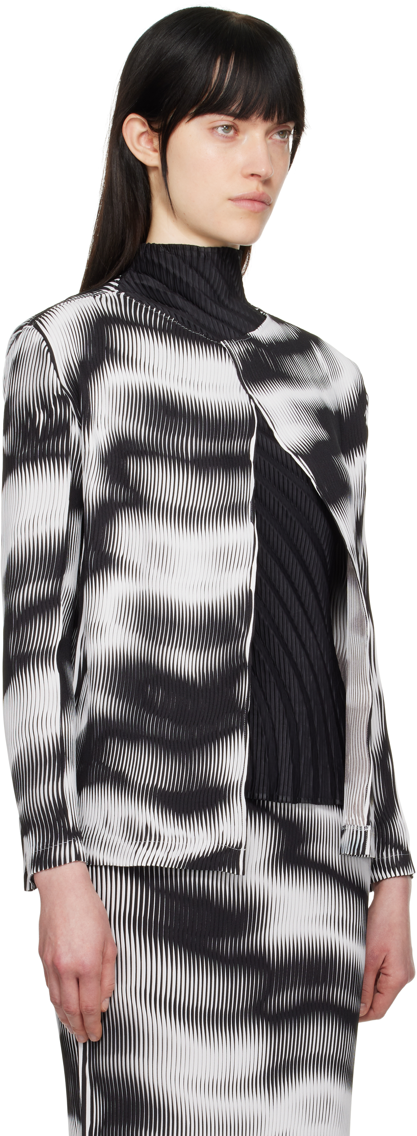 Issey Miyake Sway Pleats Printed Cardigan In 07 White Hued