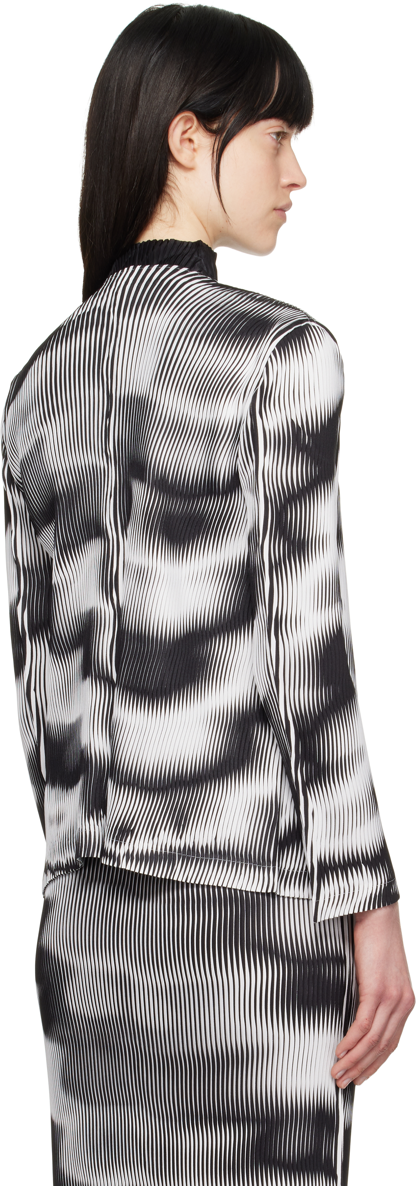 Issey Miyake Sway Pleats Printed Cardigan In 07 White Hued