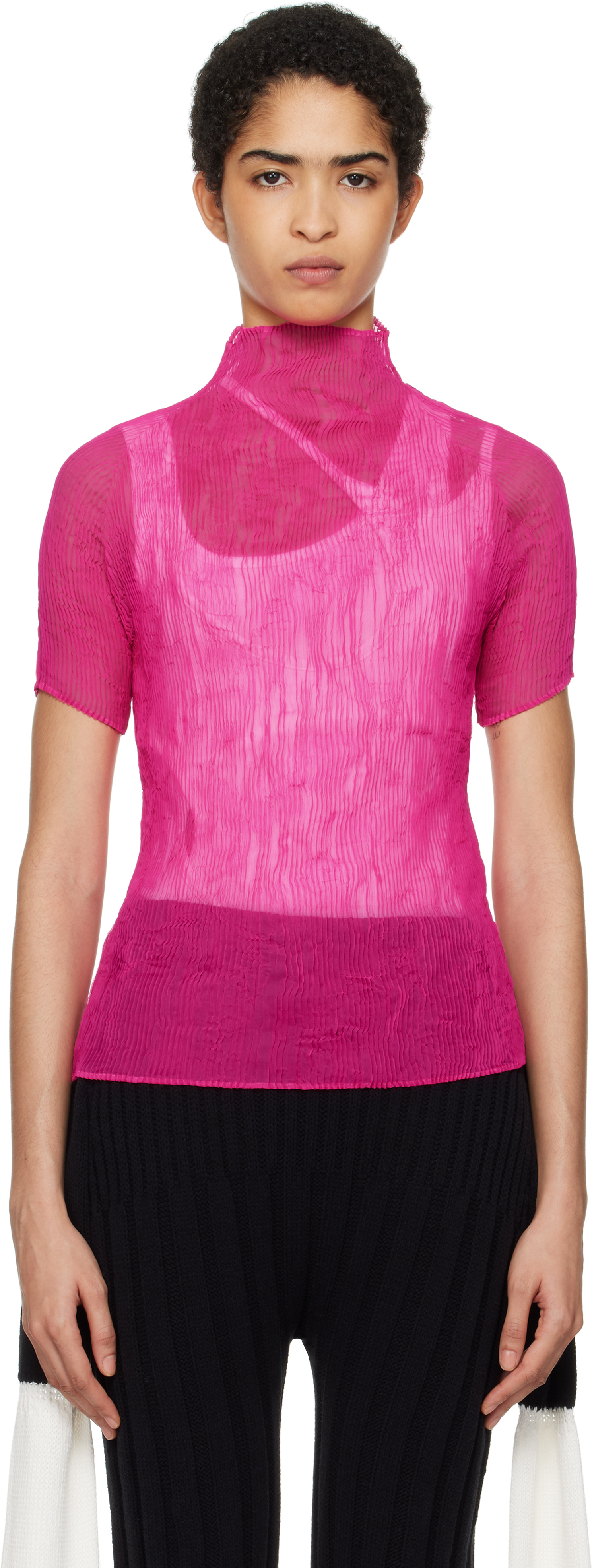 Issey Miyake Pink Chiffon Twist 3 T-shirt In 28 Day Pink