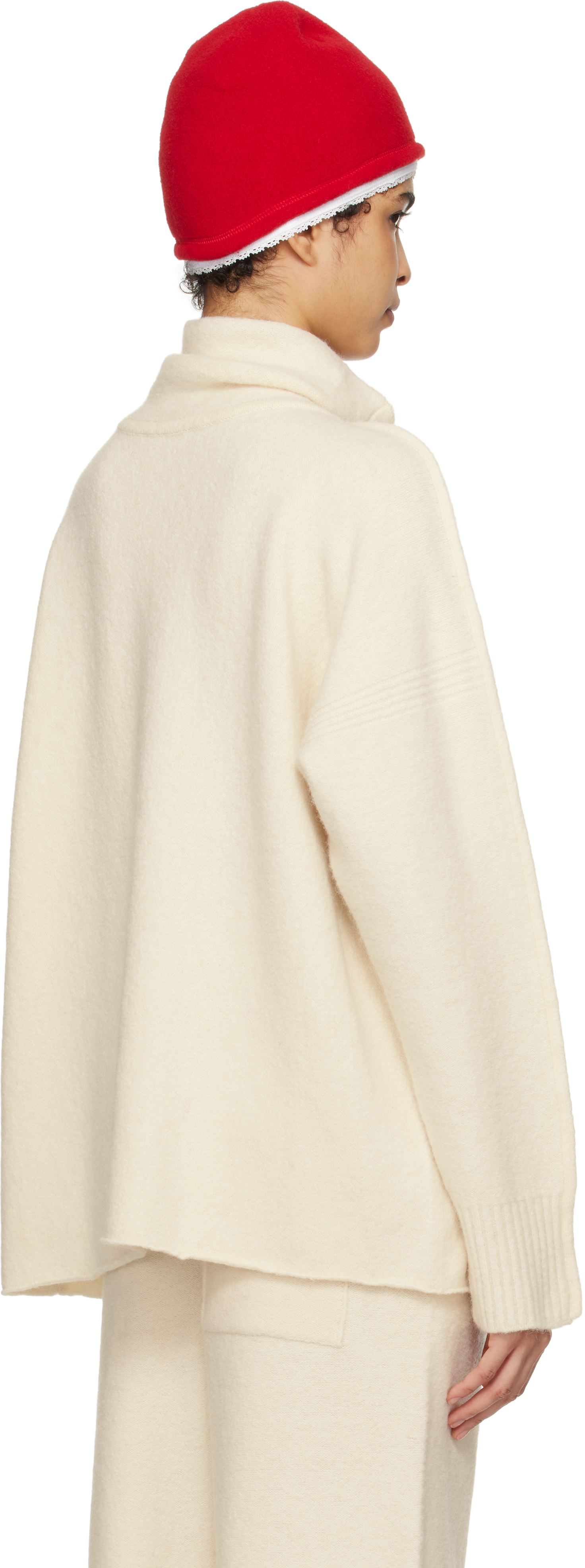 Issey Miyake Off-white Cotton & Alpaca Knit Turtleneck In 06 Moon White