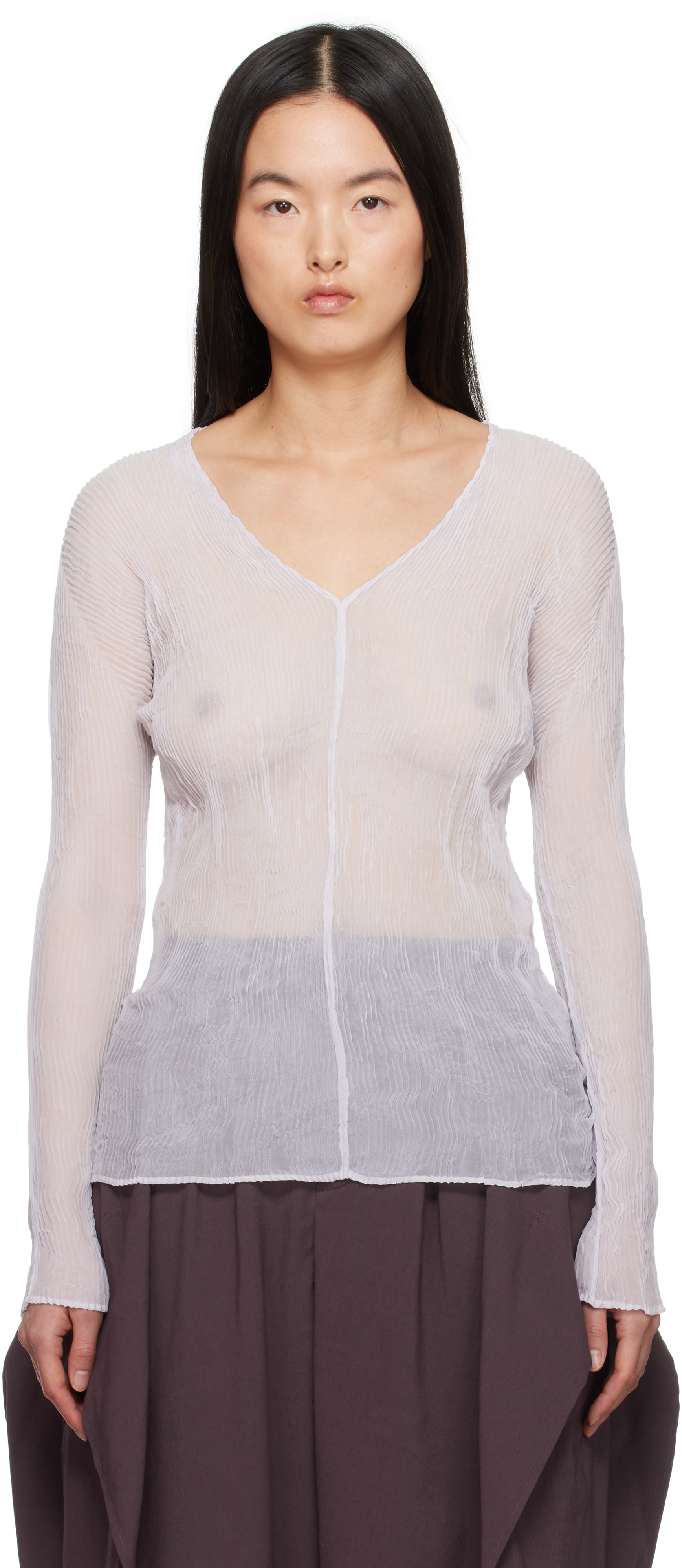 【人気投票 1~37位】ハイブランド人気ランキング！ ISSEY MIYAKE: Purple January Chiffon Twist 1 Top | SSENSE その他