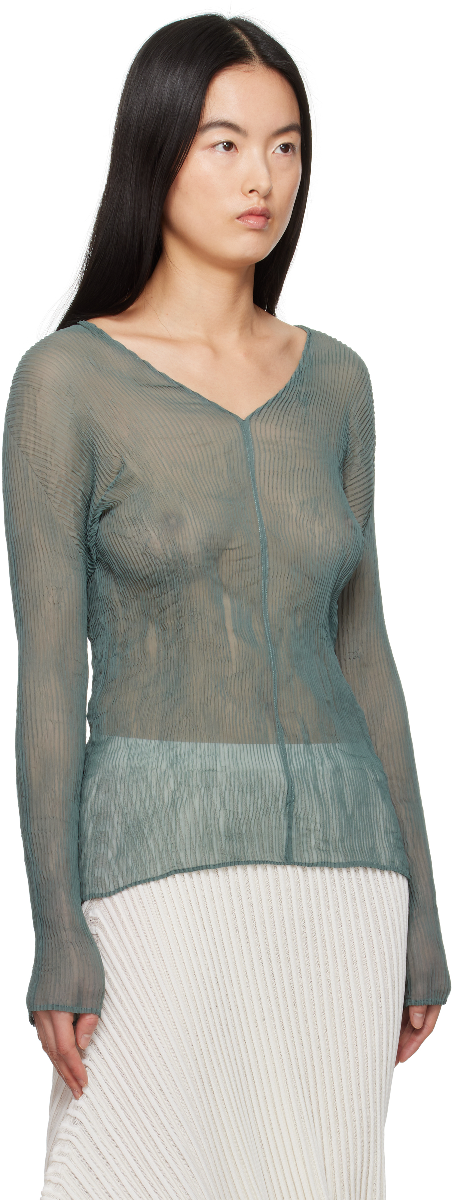 Shop Issey Miyake Blue January Chiffon Twist 1 Top In 69 Dull Blue