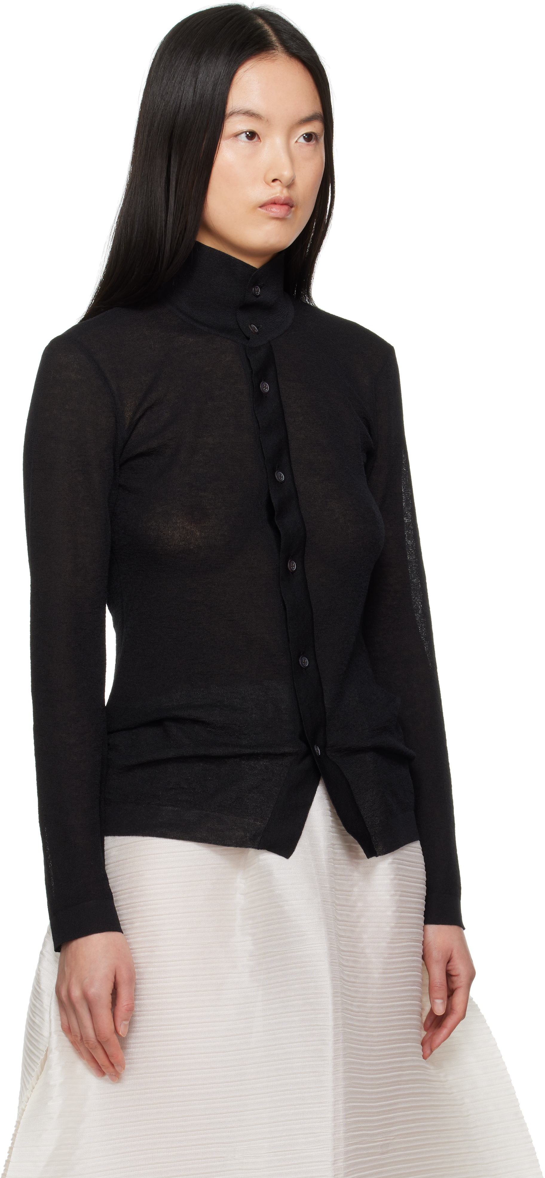 Issey Miyake Knit Shirt In 15 Black