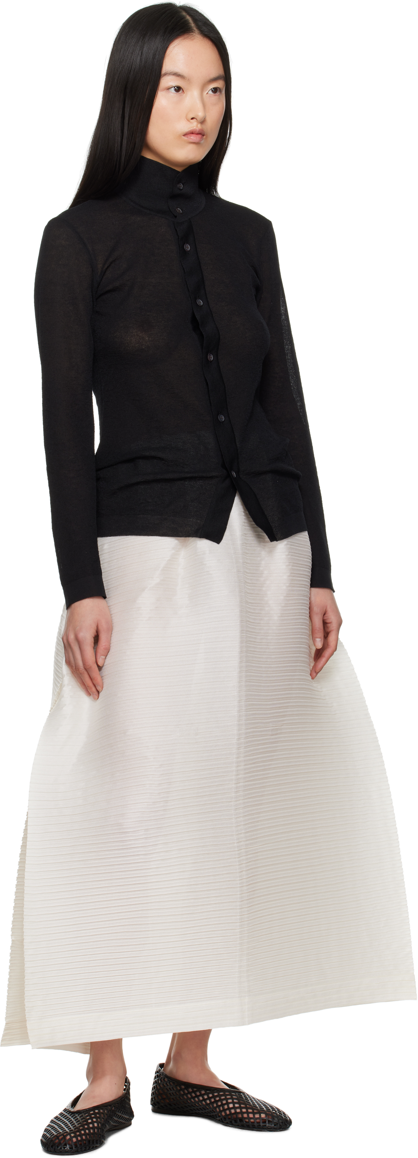 Issey Miyake Knit Shirt In 15 Black