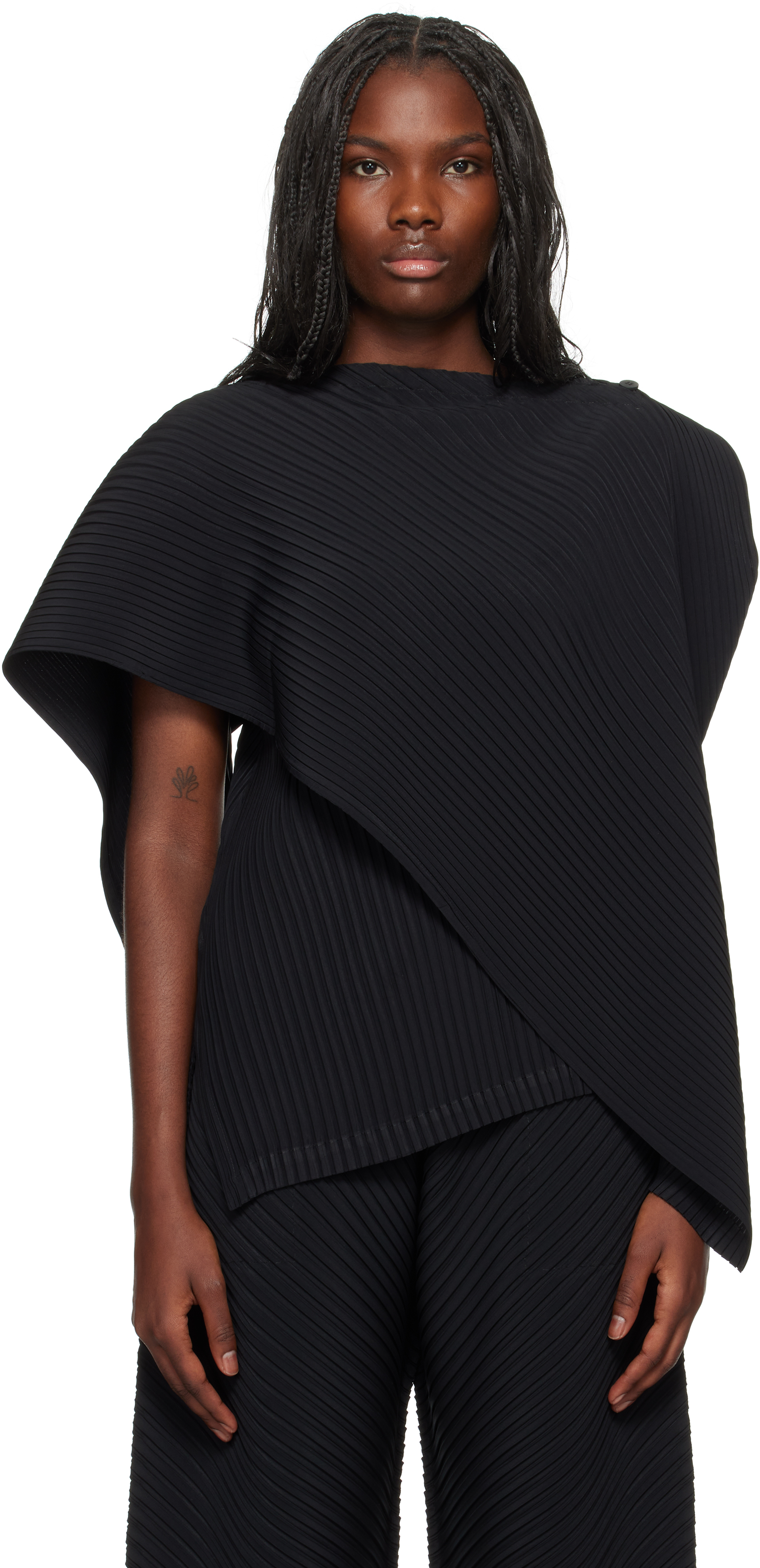 Shop Issey Miyake Black Vigor Pleats Solid Blouse In 15 Black