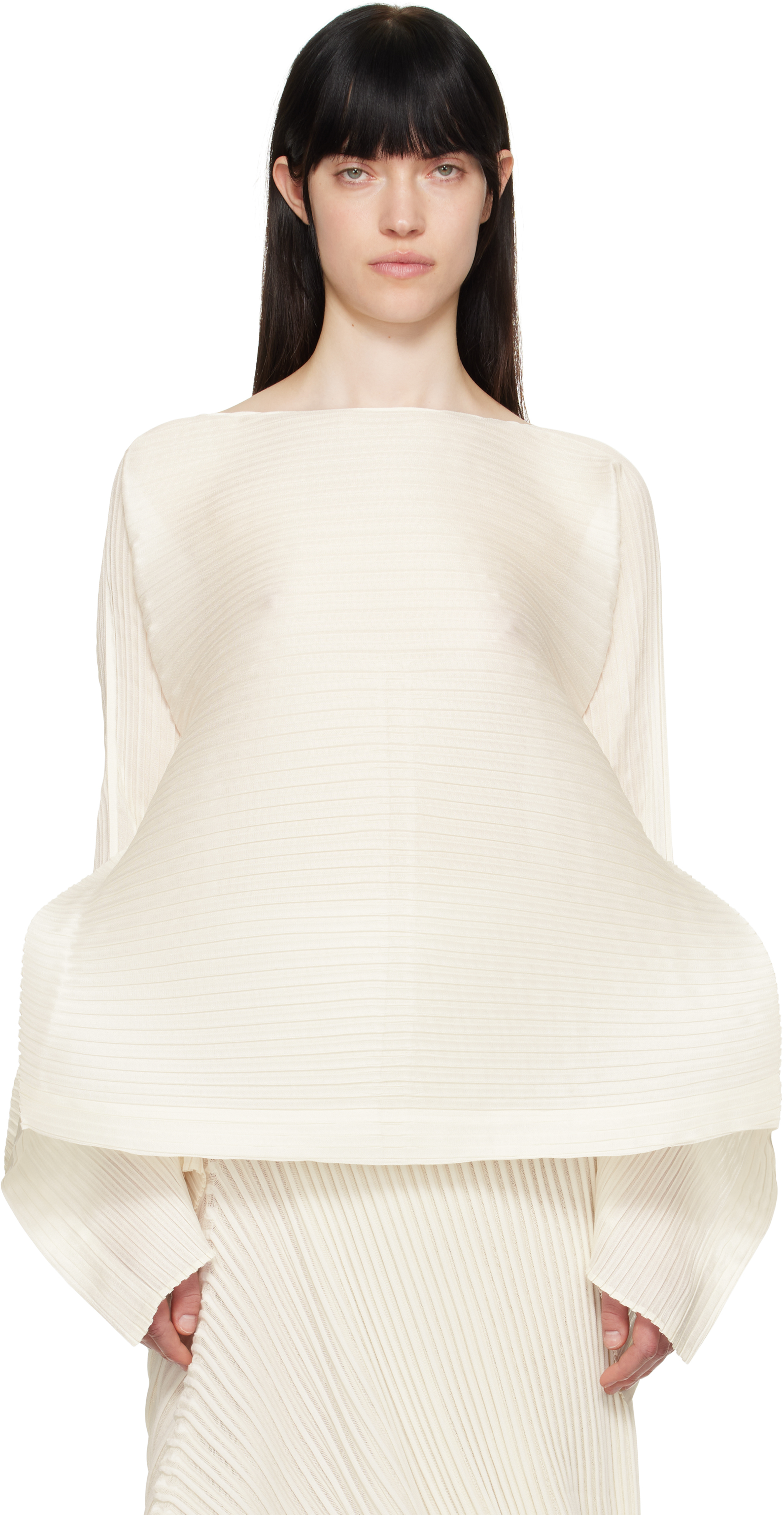 Off-White Paneled Pleats Blouse